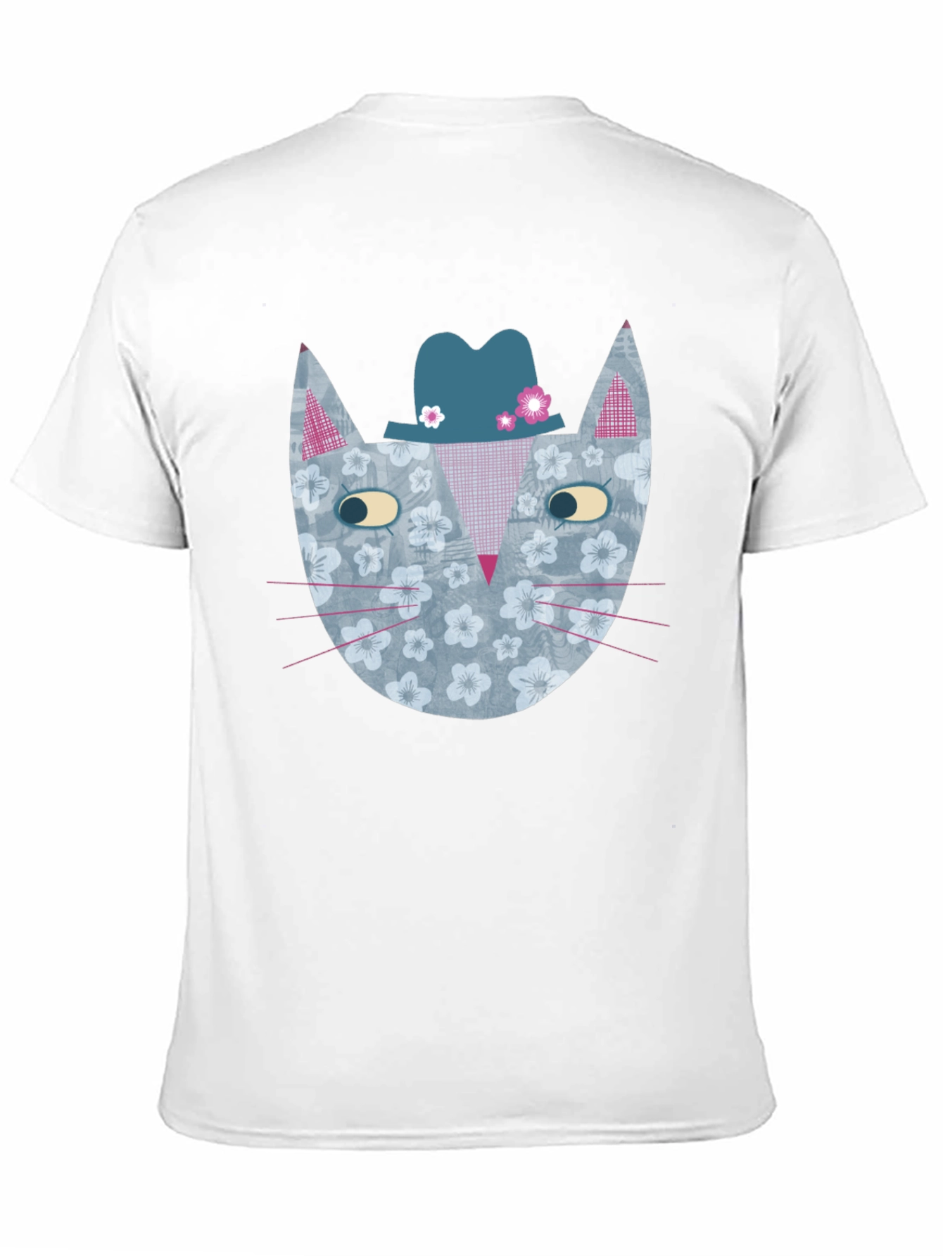 Black Floral Cat with Hat Men's Graphic Tee view 11