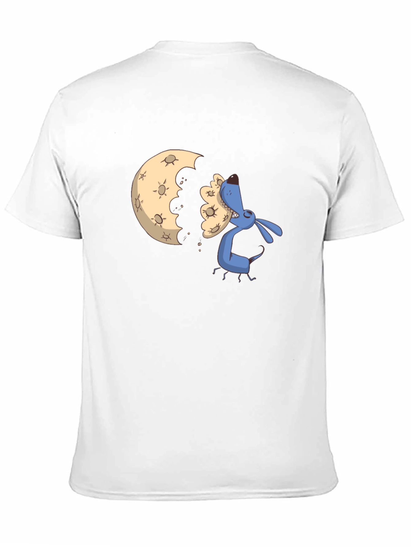 Black Cartoon Moon Eating Dog Black T-Shirt view 11