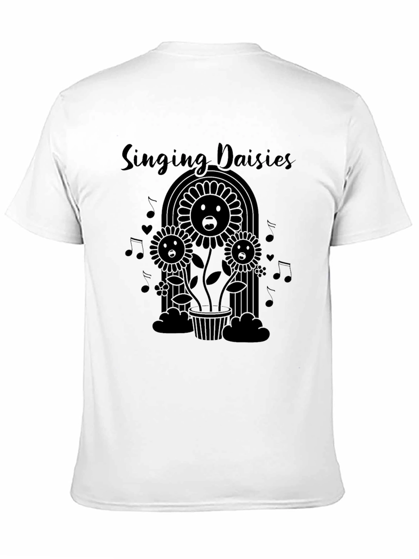 Black Singing Daisies Black Graphic T-Shirt view 11
