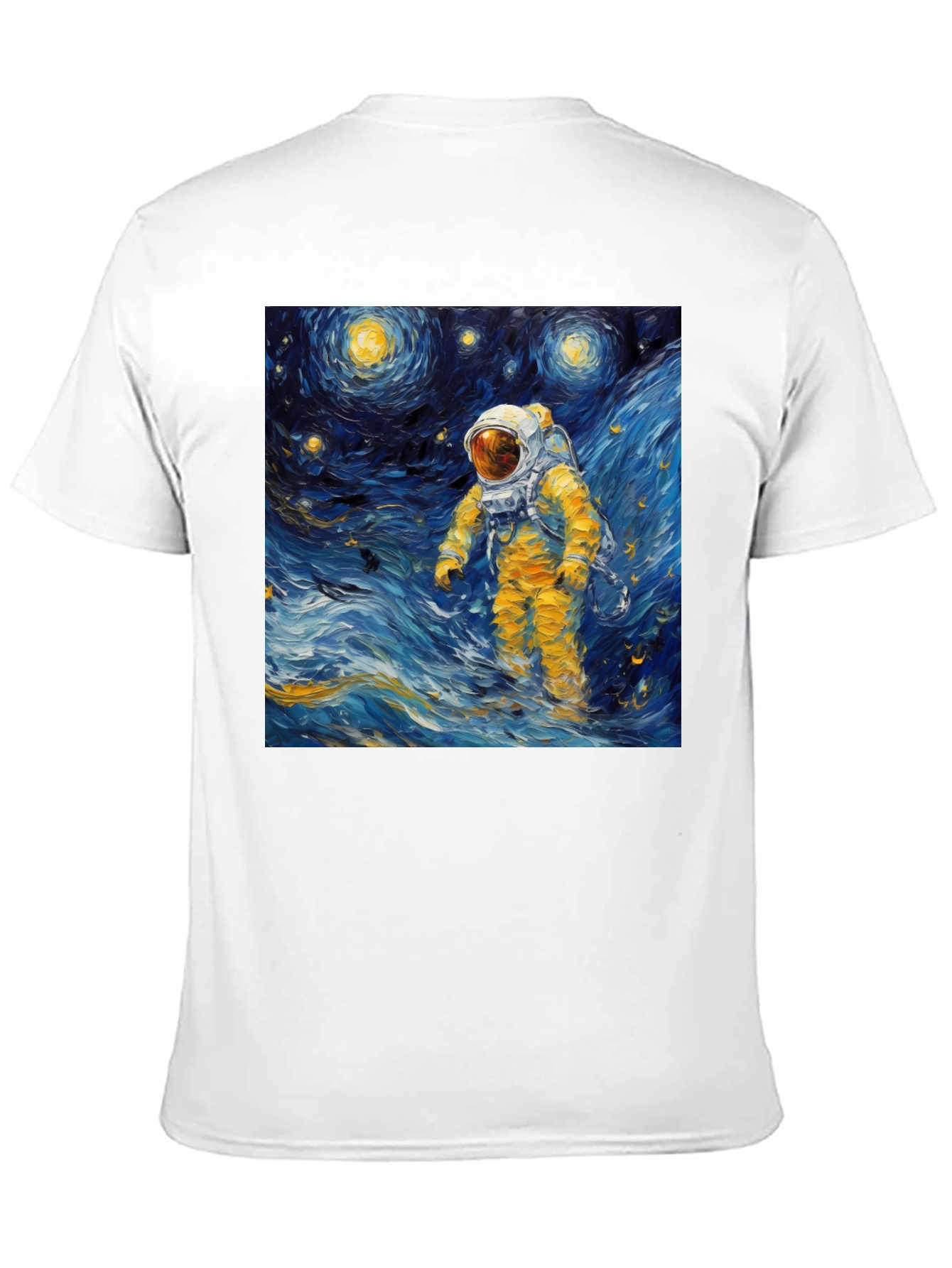Black Starry Night Astronaut Graphic Tee view 11