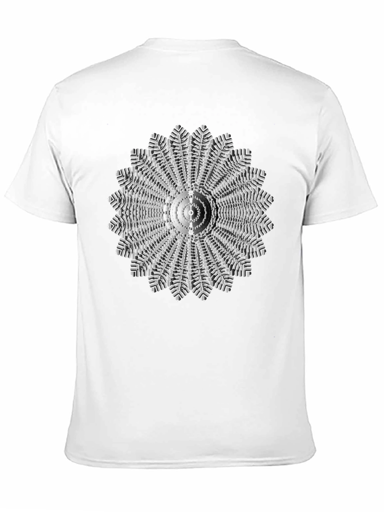 Black Abstract Radial Design Black T-Shirt view 11