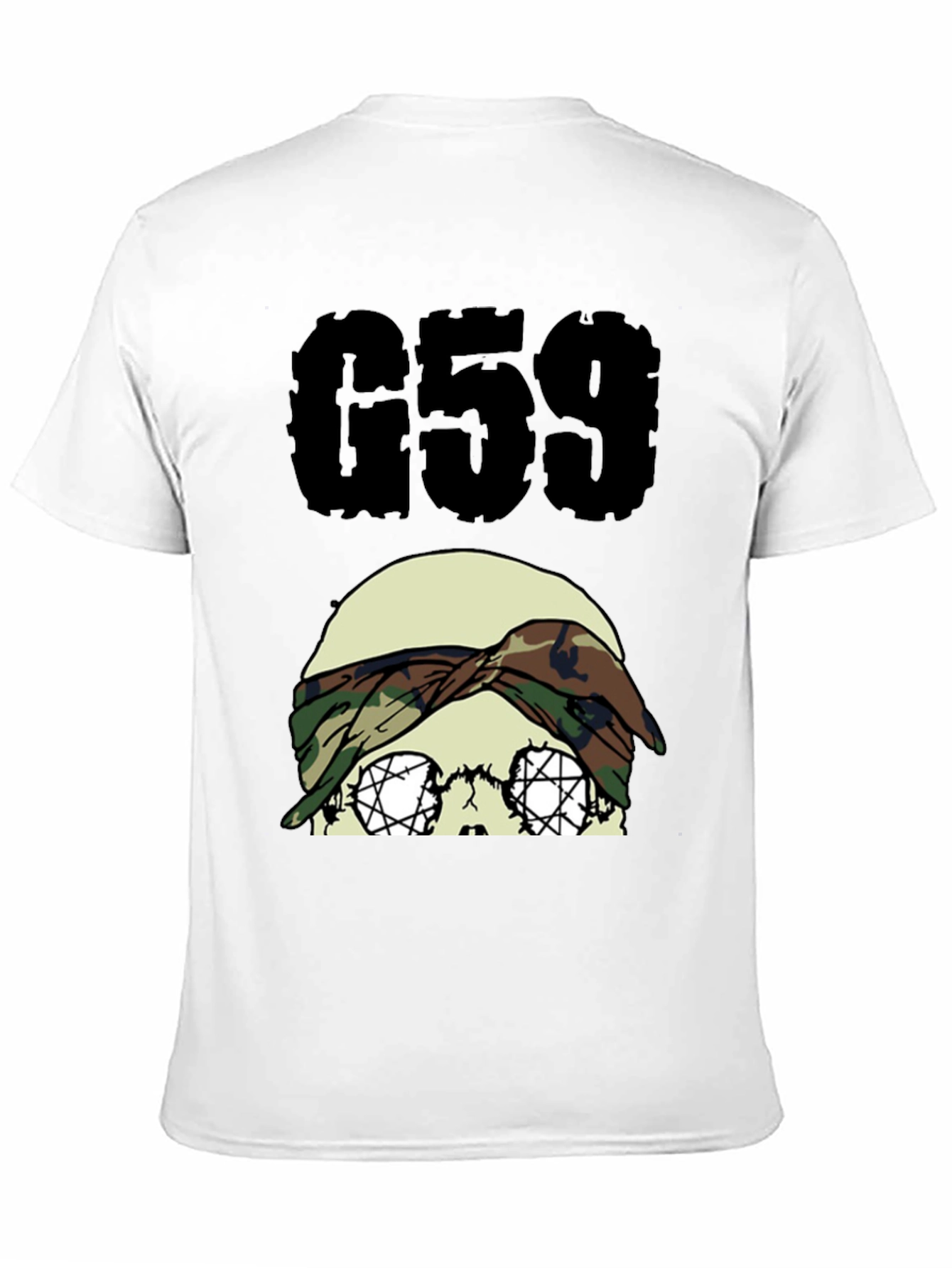 G59 Skull Camo Headband Black Graphic Tee - 11