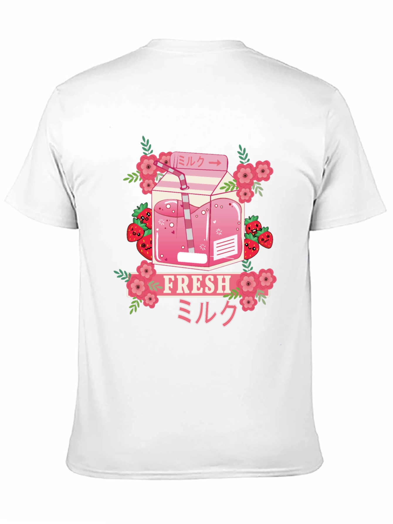 Black Strawberry Milk T-Shirt - Fresh Kawaii Design view 11