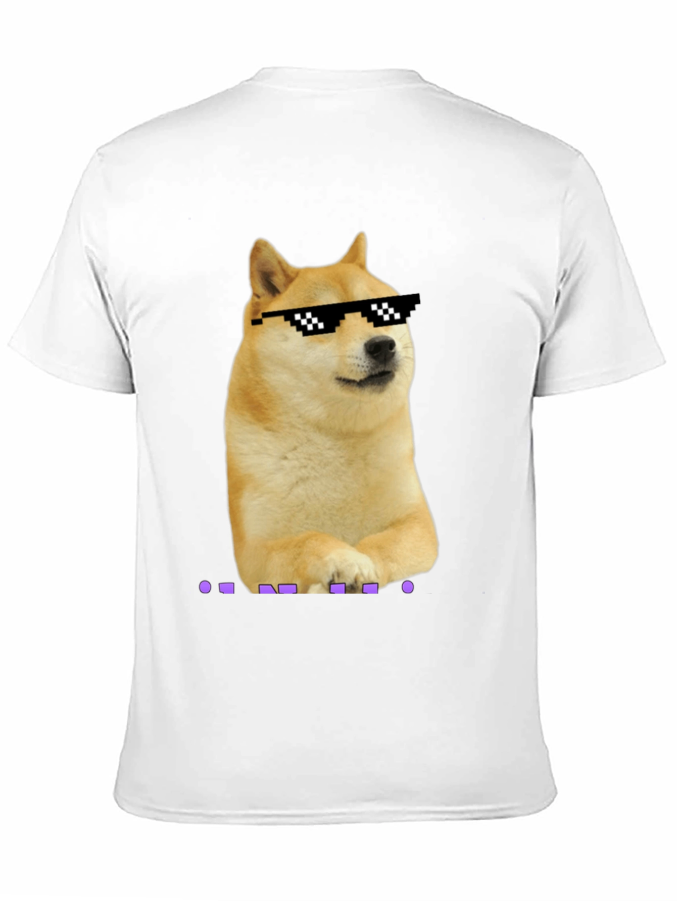 Black Doge Meme Pixel Sunglasses T-Shirt - Black view 11