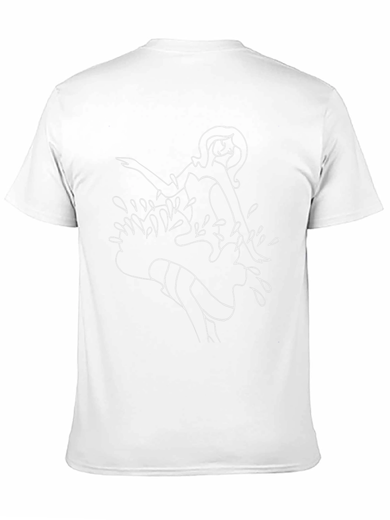 Black Unique Black Tee with Line Art Woman in Water Graphic view 11