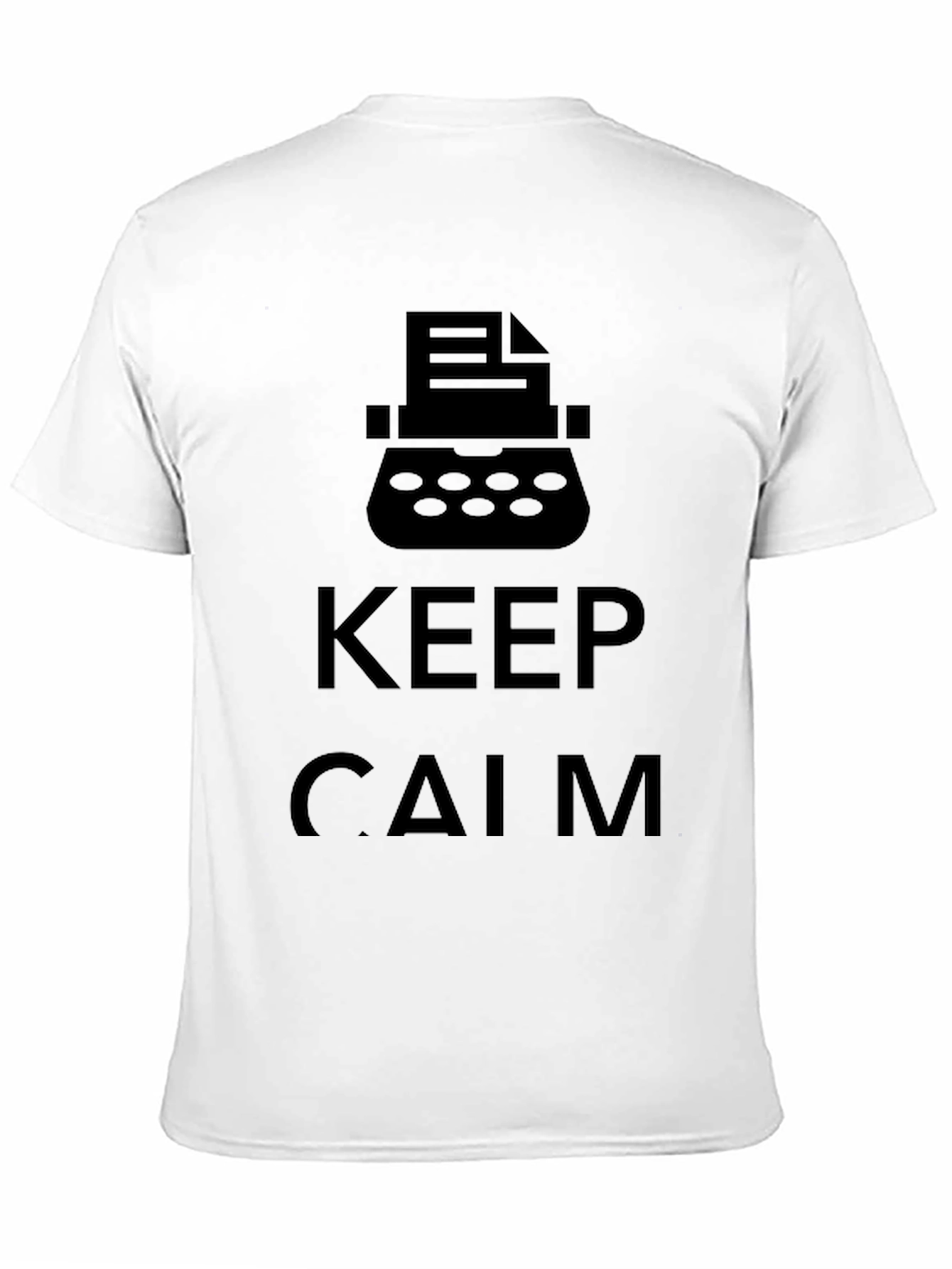 Black Keep Calm Typewriter Black T-Shirt view 11