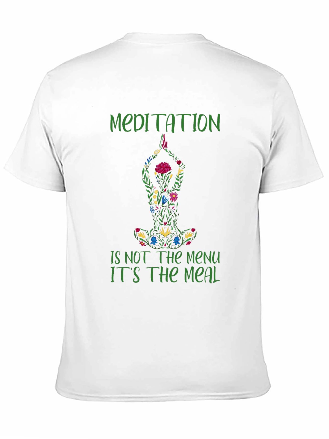 Black Meditation Meal T-Shirt - Relax & Nourish Your Soul view 11