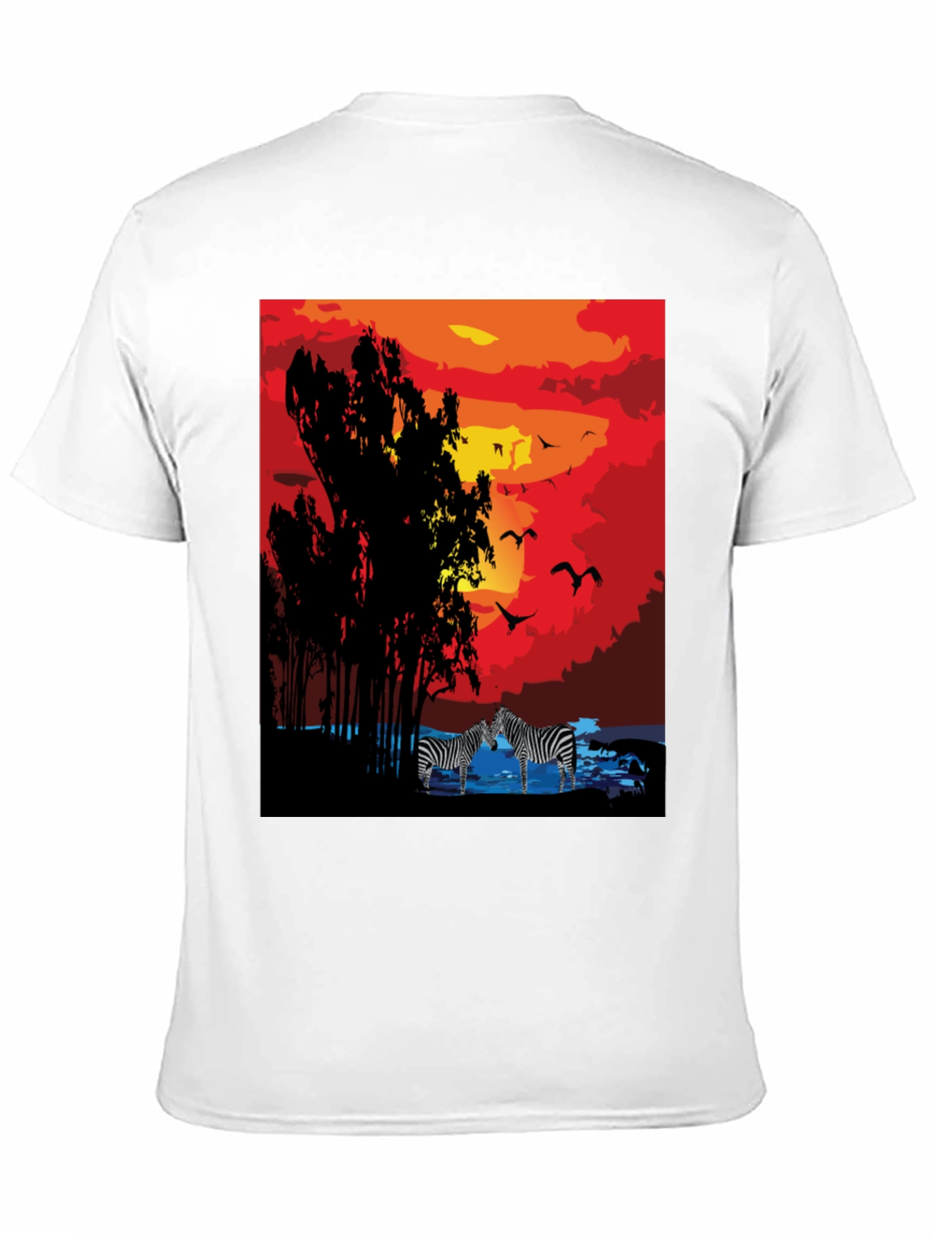 Black Sunset Zebra Graphic T-Shirt view 11