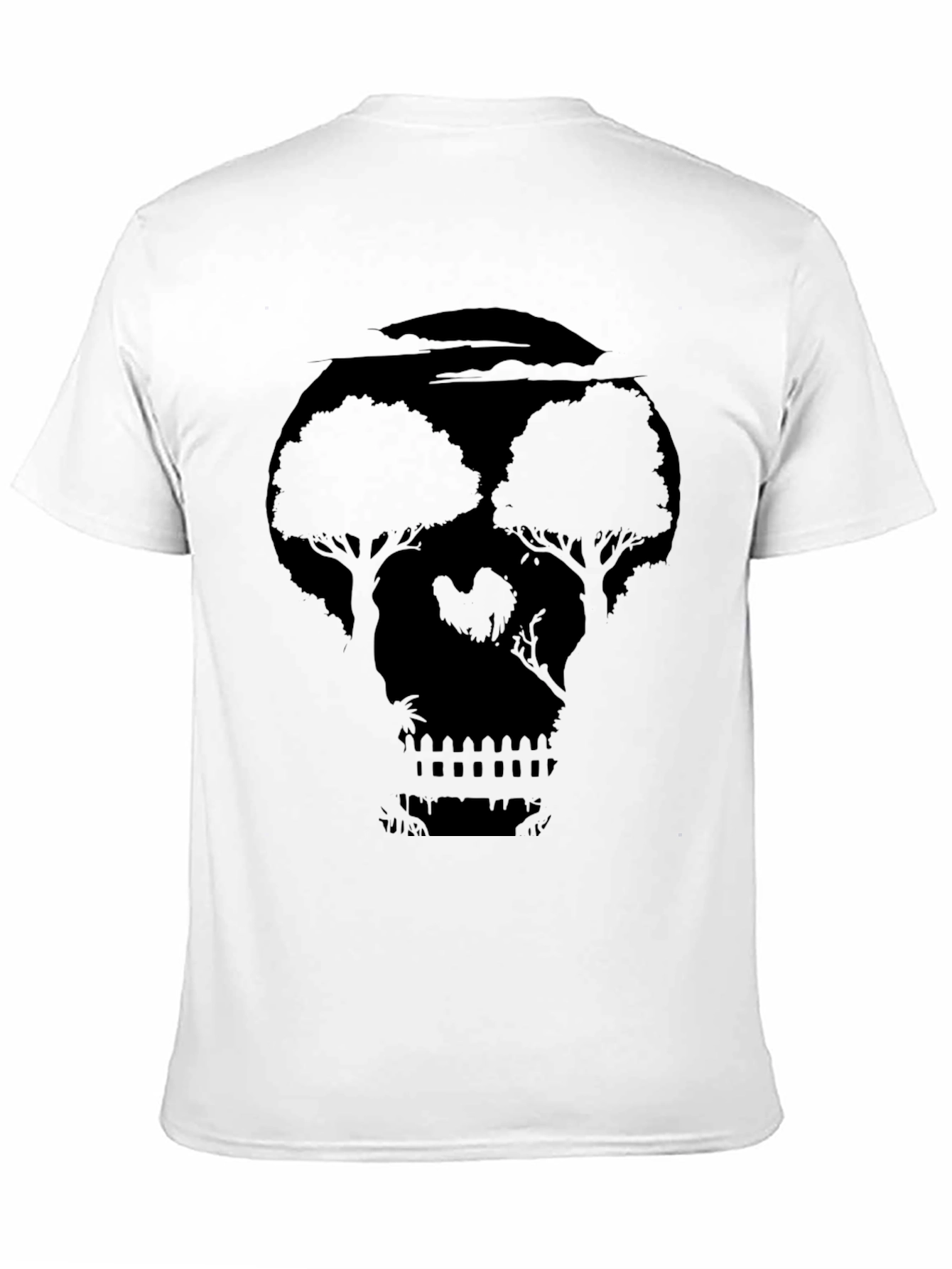 Black Skull Landscape Graphic Print Black T-Shirt view 11