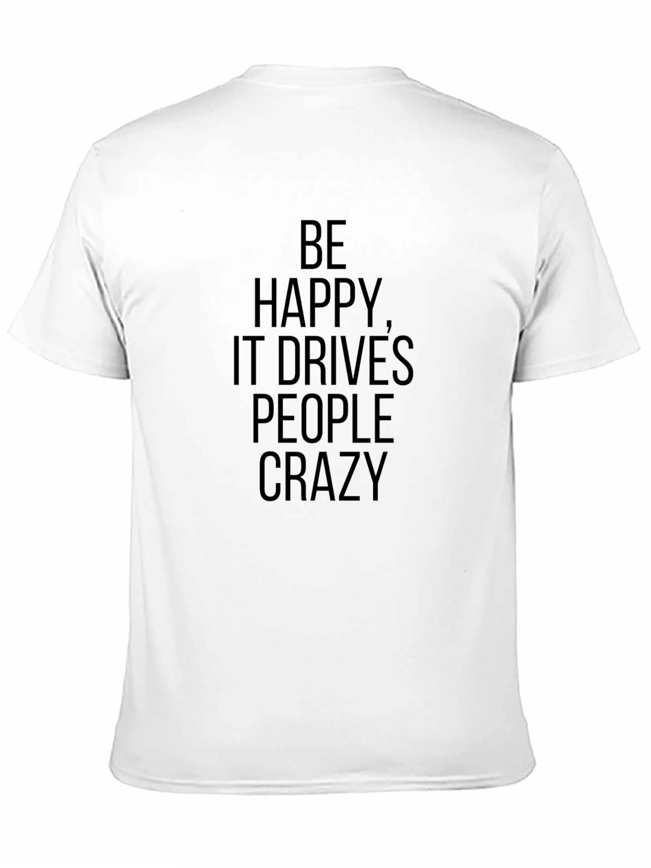 Black Be Happy Graphic Tee - Black Crew Neck T-Shirt view 11