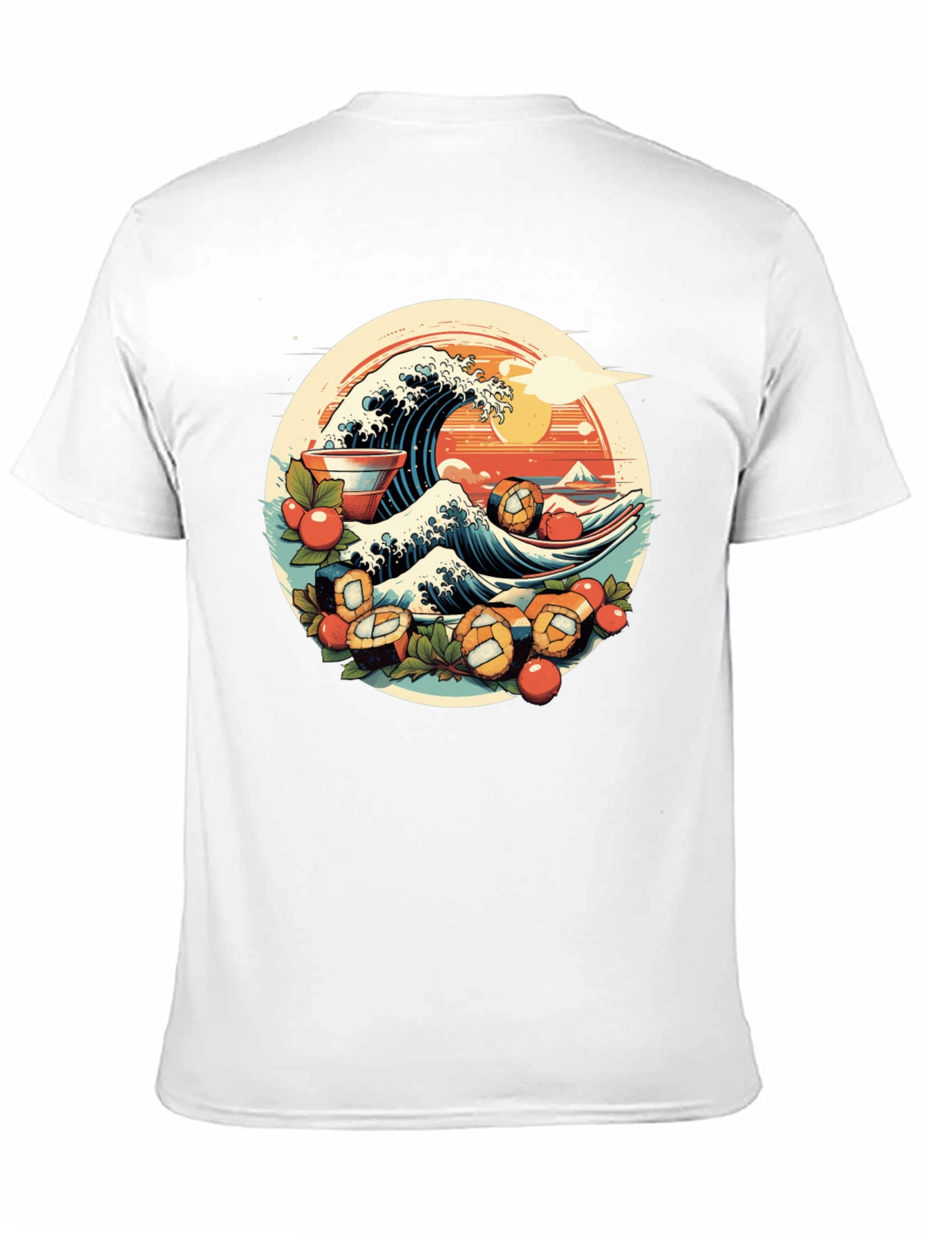 Black Sushi Wave Graphic Tee - Unique Japanese Art Shirt view 11