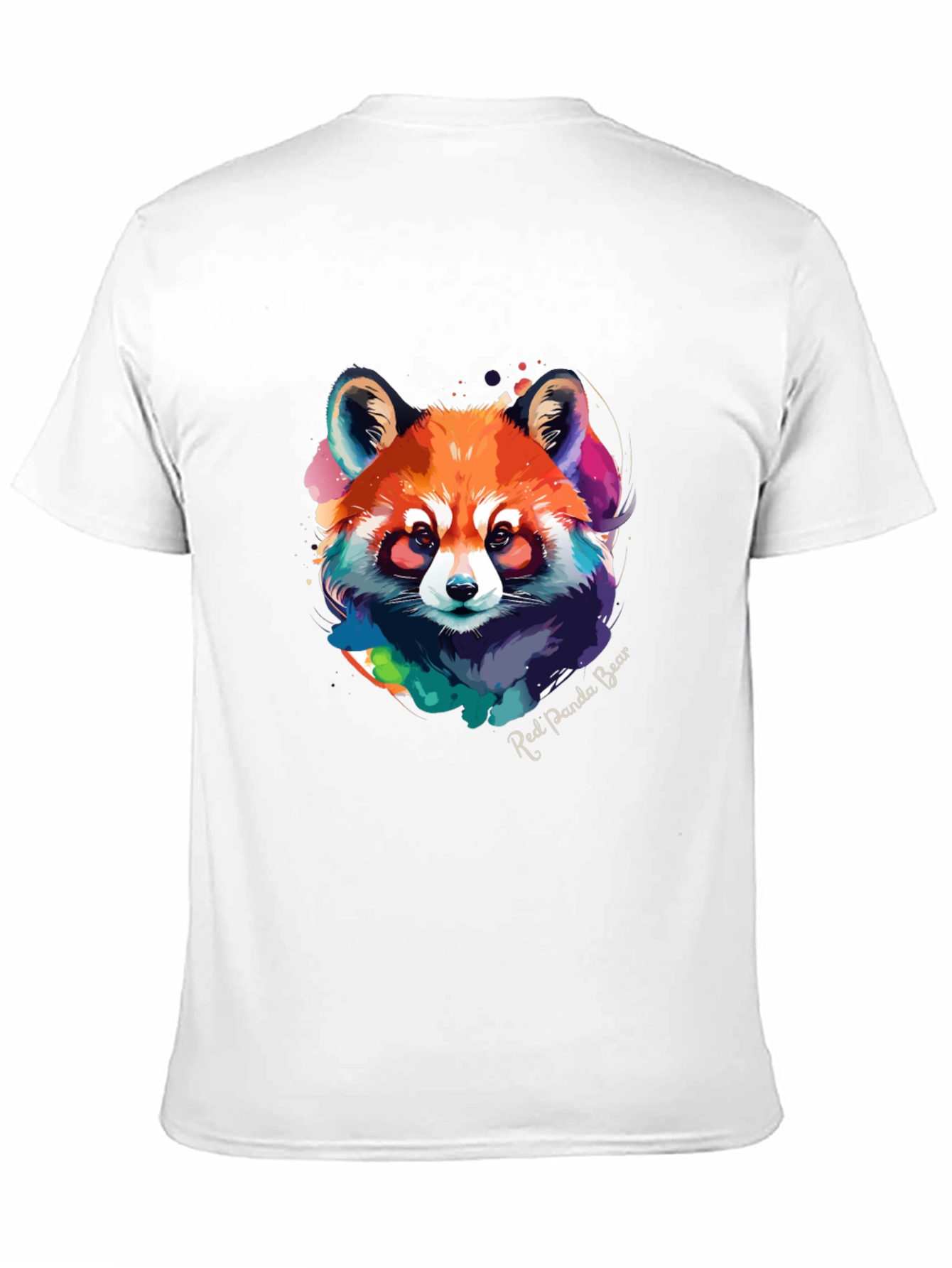 Black Red Panda Bear Graphic Tee - Watercolor Design view 11
