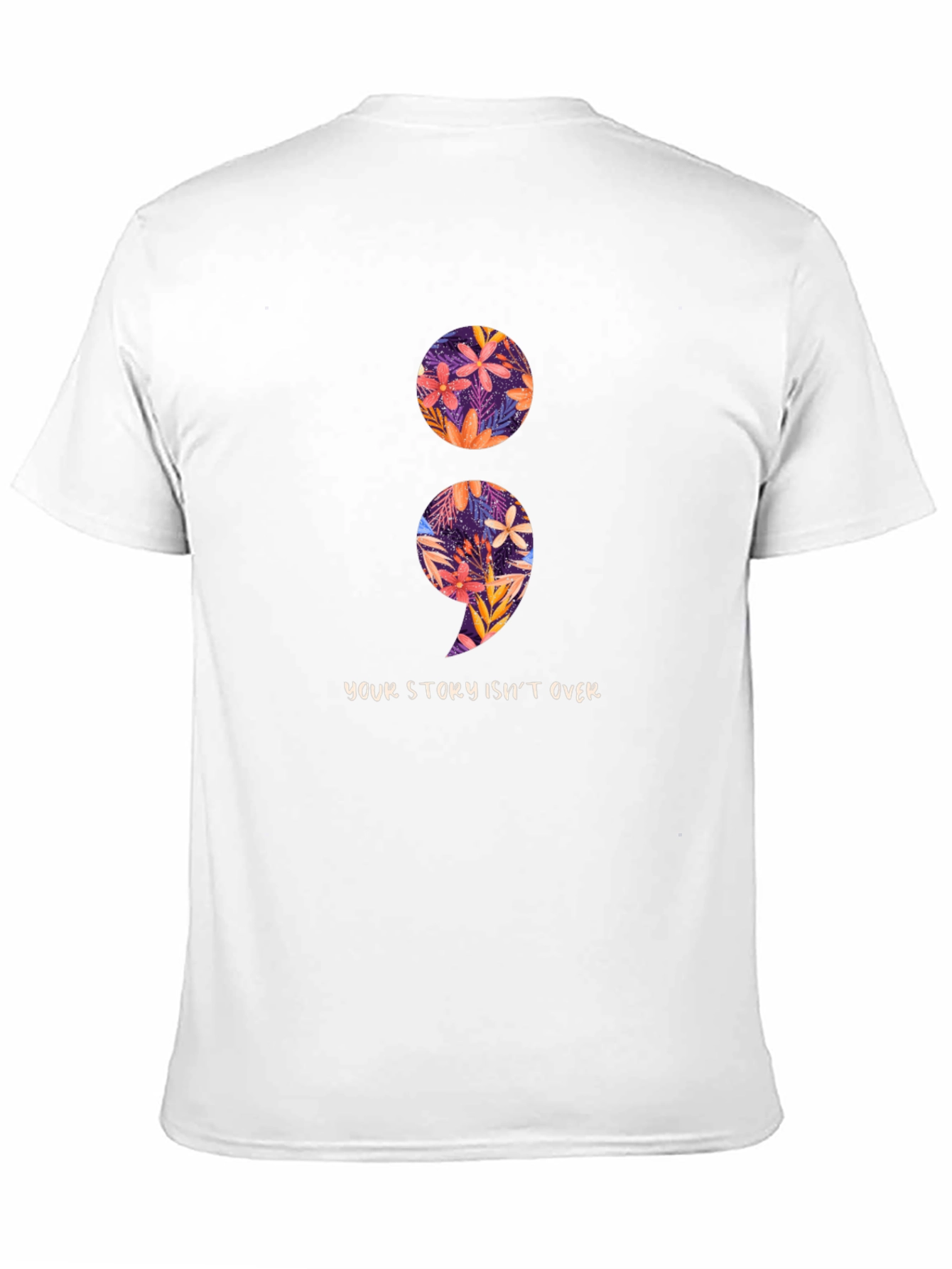 Black Floral Semicolon T-Shirt - Your Story Isn't Over view 11