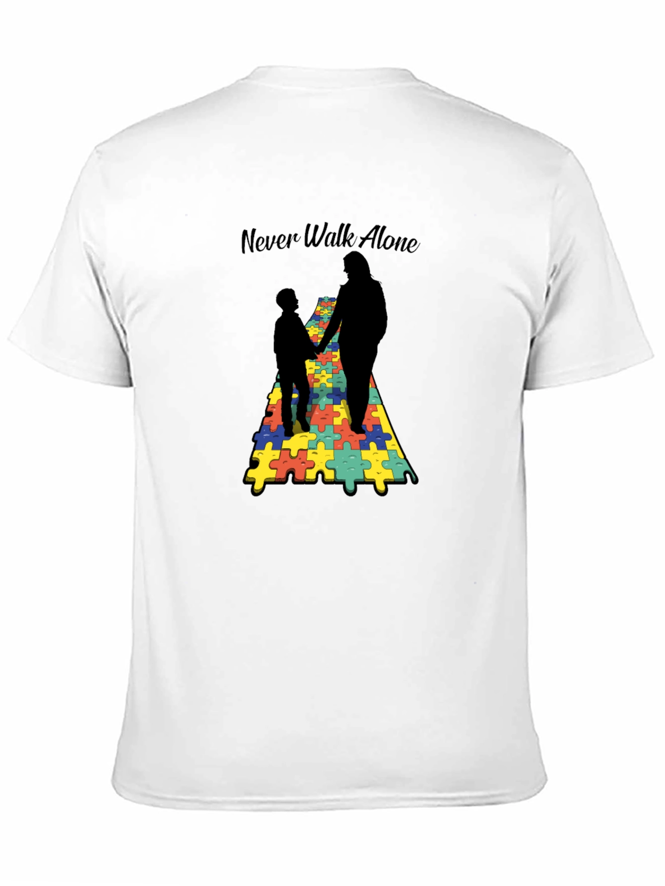 Black Never Walk Alone Autism Puzzle T-Shirt view 11