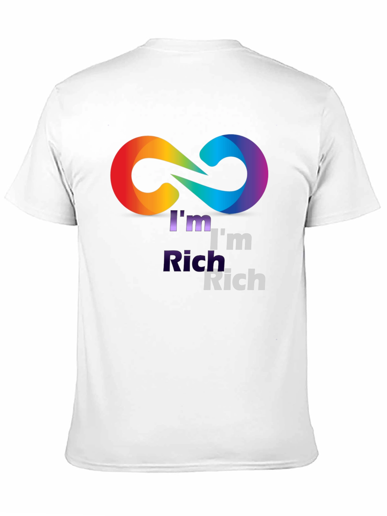 Black I'm Rich Rainbow Infinity Symbol Black T-Shirt view 11