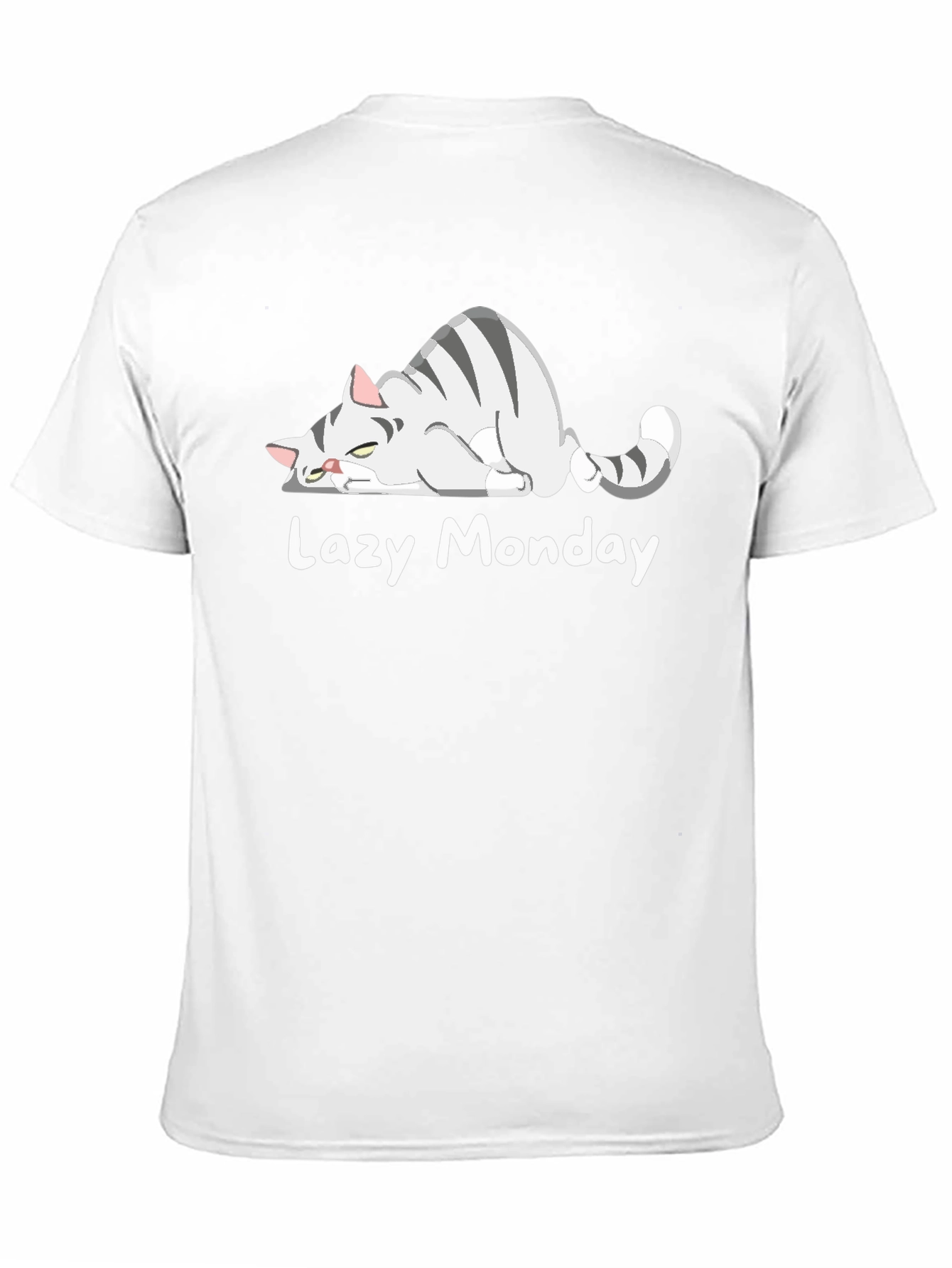 Black Lazy Monday Cat T-Shirt - Unisex Graphic Tee view 11