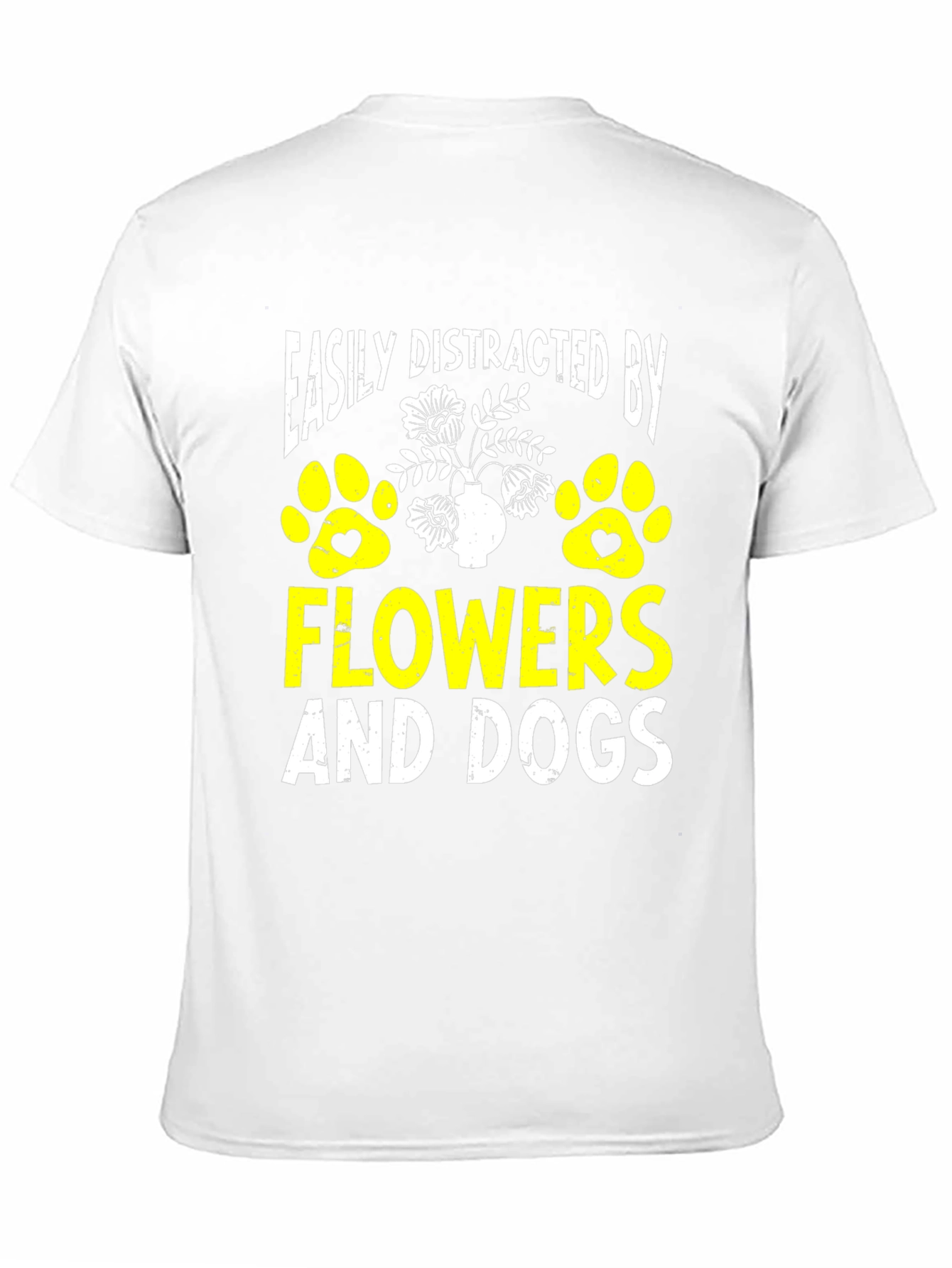 Black Easily Distracted By Flowers And Dogs T-Shirt view 11