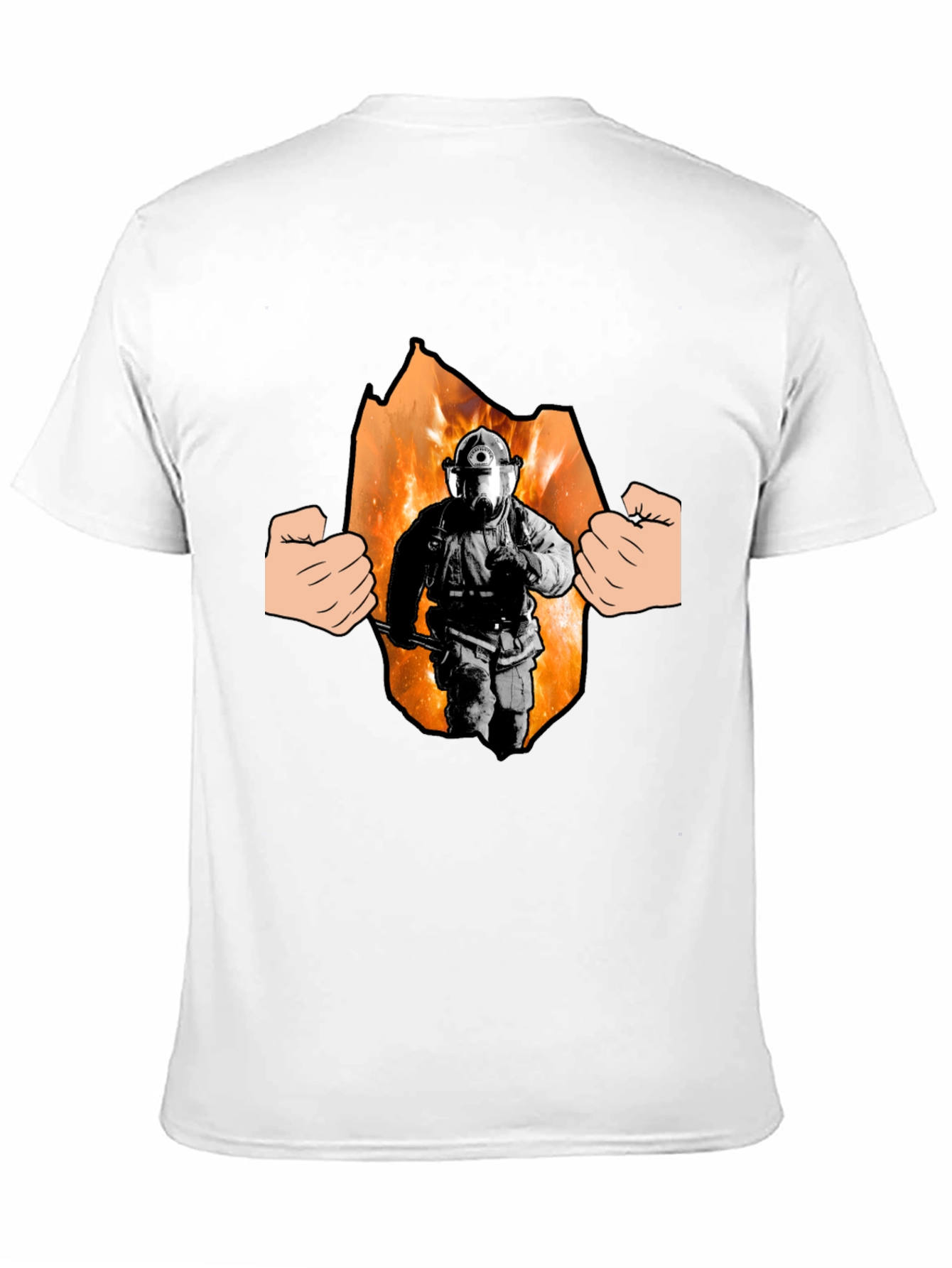 Black Firefighter Hero T-Shirt - Black Cotton Tee view 11