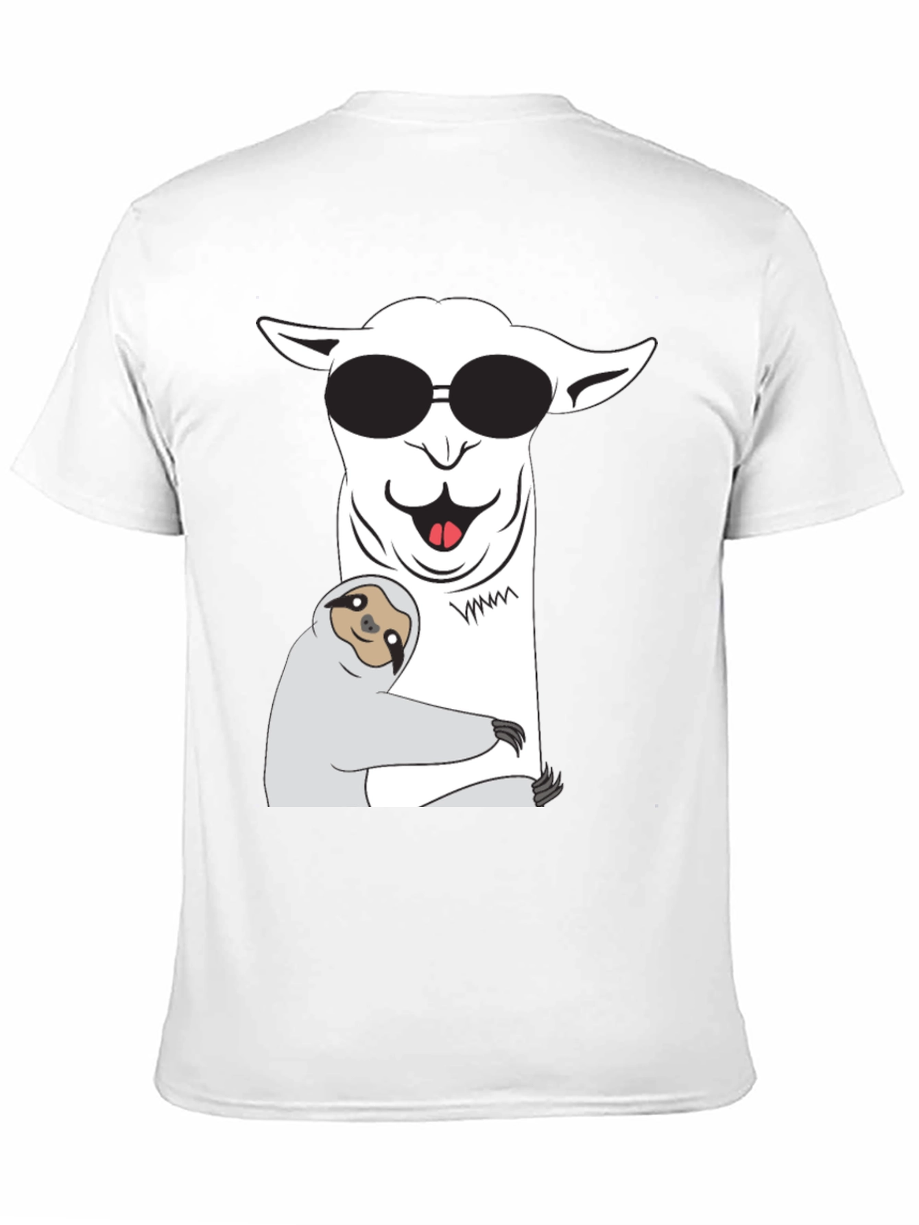 Black Cool Llama & Sloth T-Shirt - Funny Graphic Tee view 11
