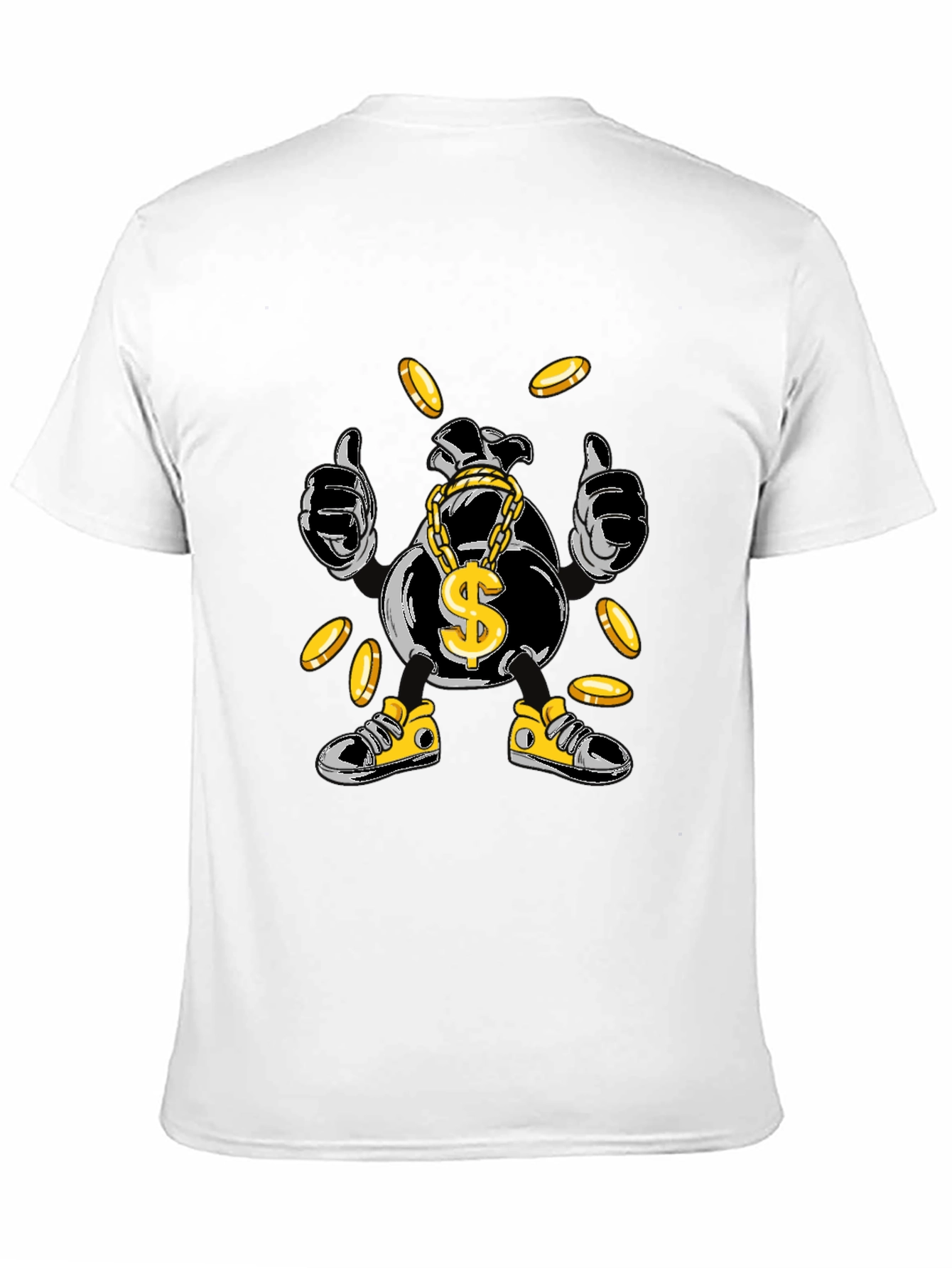 Black Money Bag Cartoon Graphic Tee - Black view 11