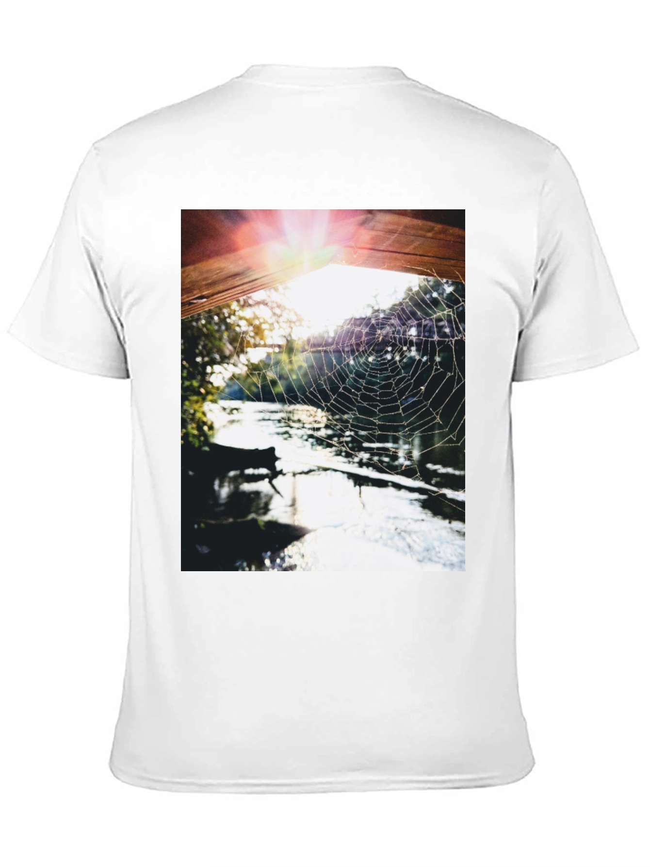 Black Spider Web at Sunrise T-Shirt view 11
