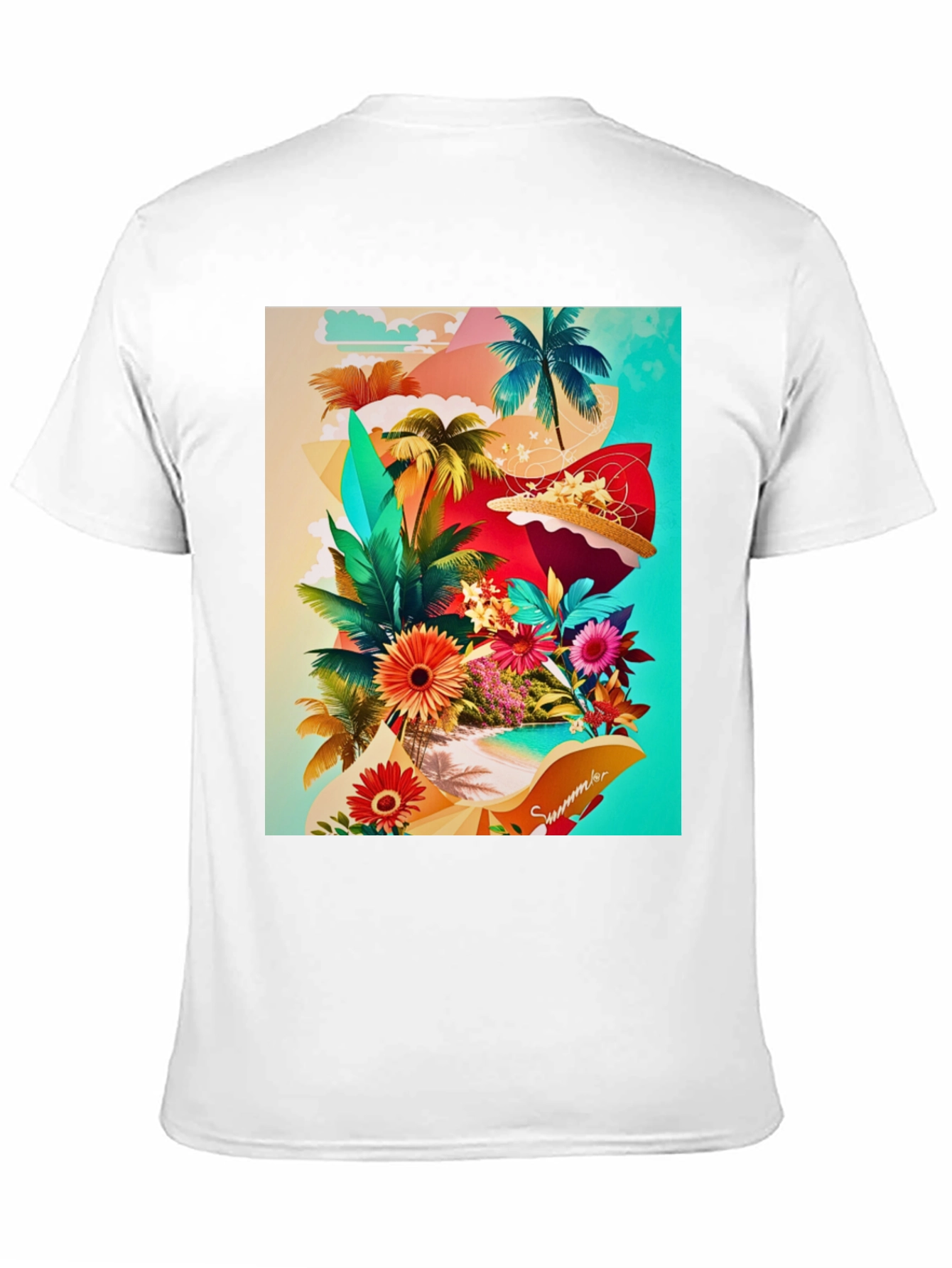 Black Tropical Summer Graphic T-Shirt view 11