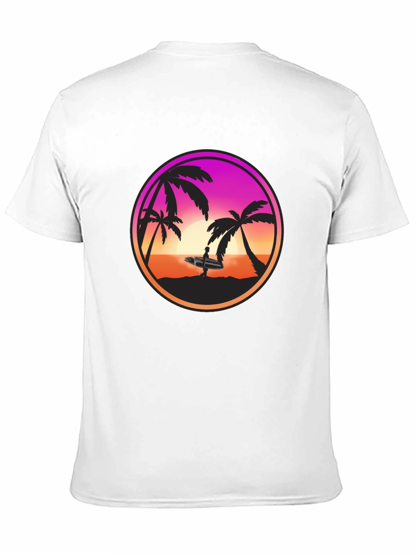 Black Sunset Surfer Graphic Tee - Black Cotton Blend view 11