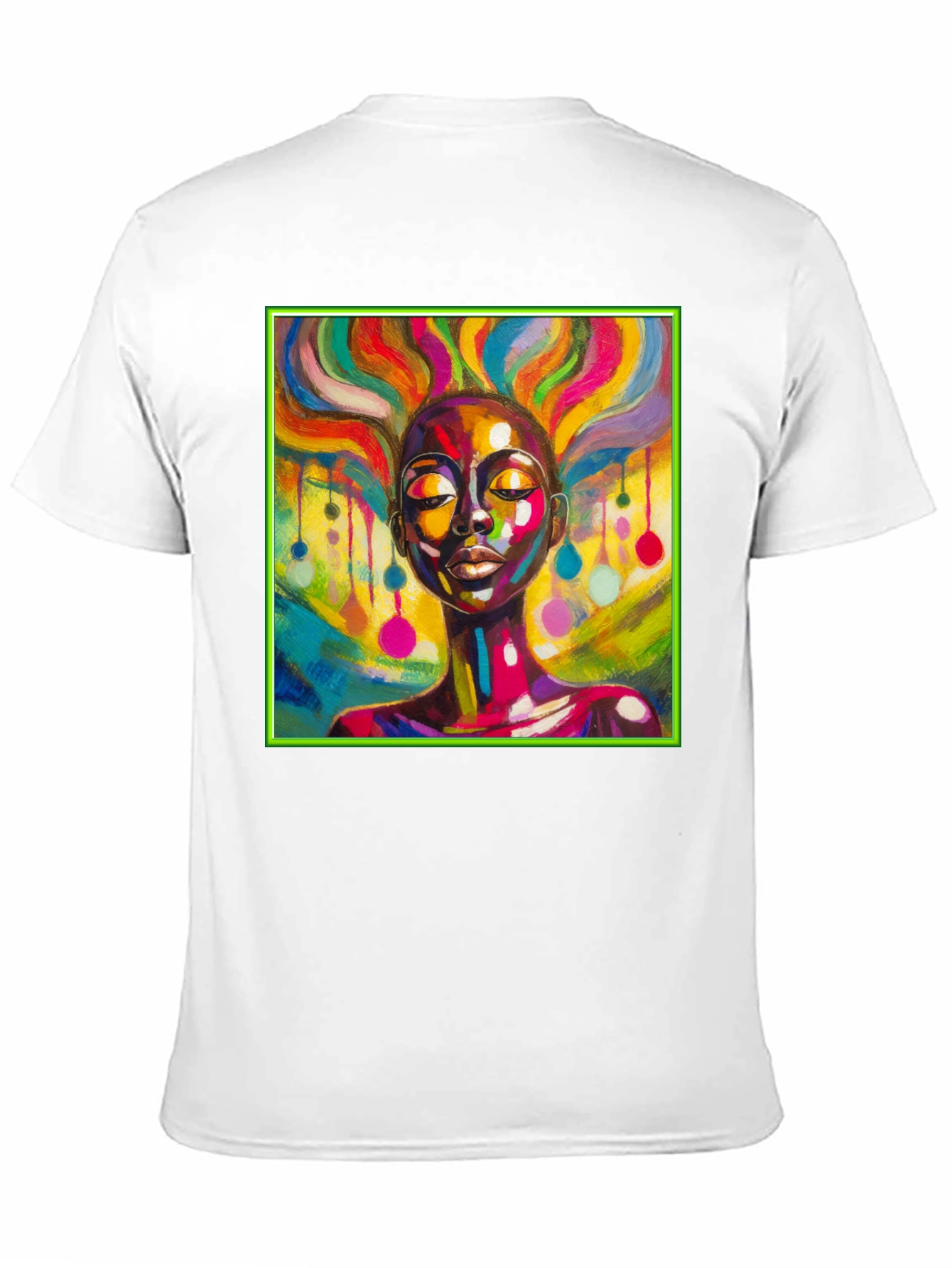 Black Vibrant Art T-Shirt: Colorful Woman Design view 11