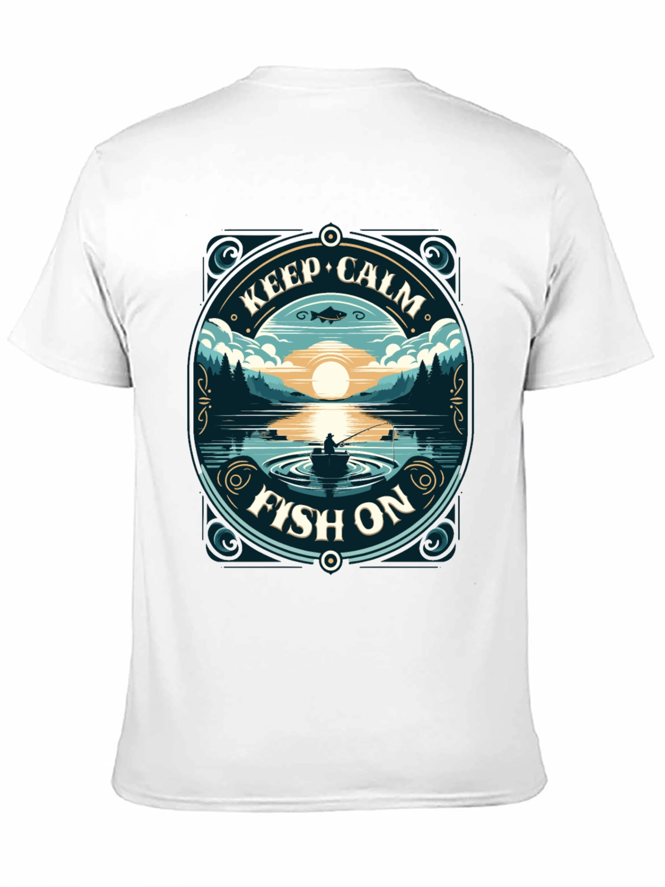 Black Keep Calm Fish On T-Shirt view 11