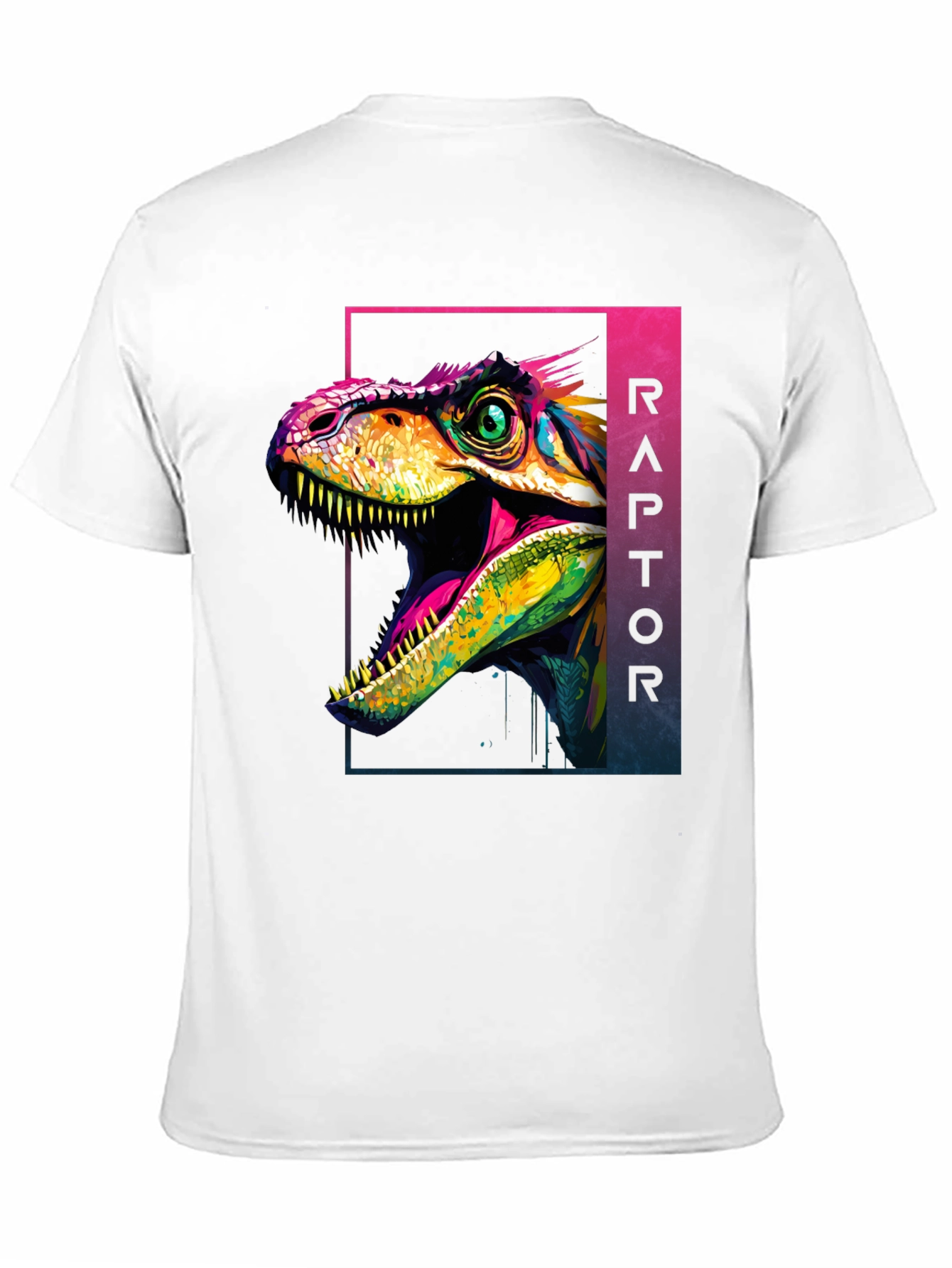 Black Vibrant Raptor Graphic Tee - Bold Dinosaur Design view 11