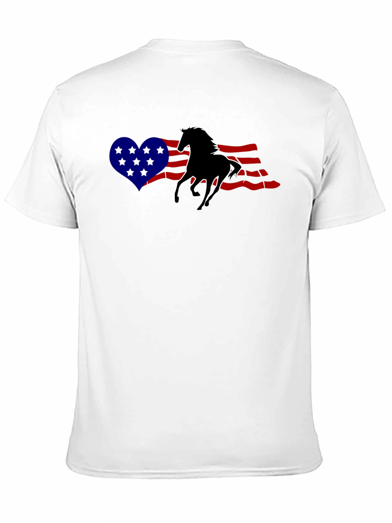 Black American Flag Horse Graphic T-Shirt view 11