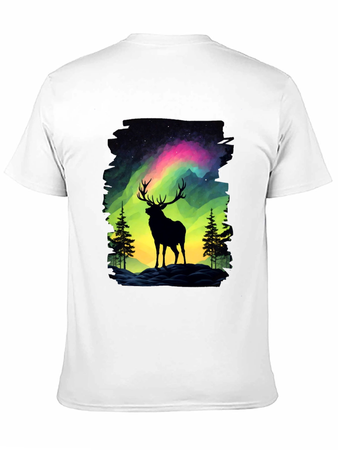 Black Aurora Deer Graphic Tee - Nature Inspired Design view 11