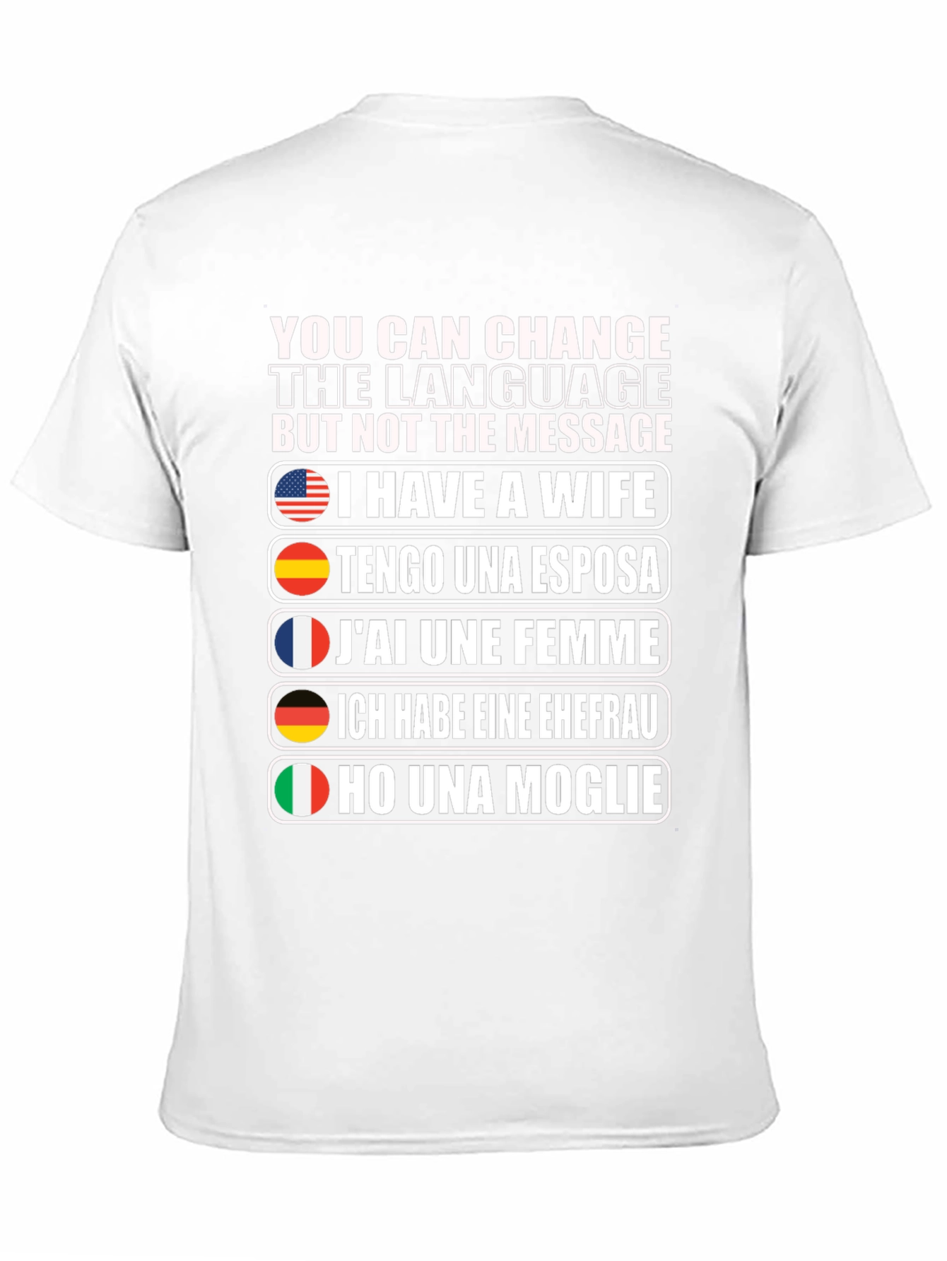 Black Multilingual "I Have a Wife" Graphic T-Shirt view 11