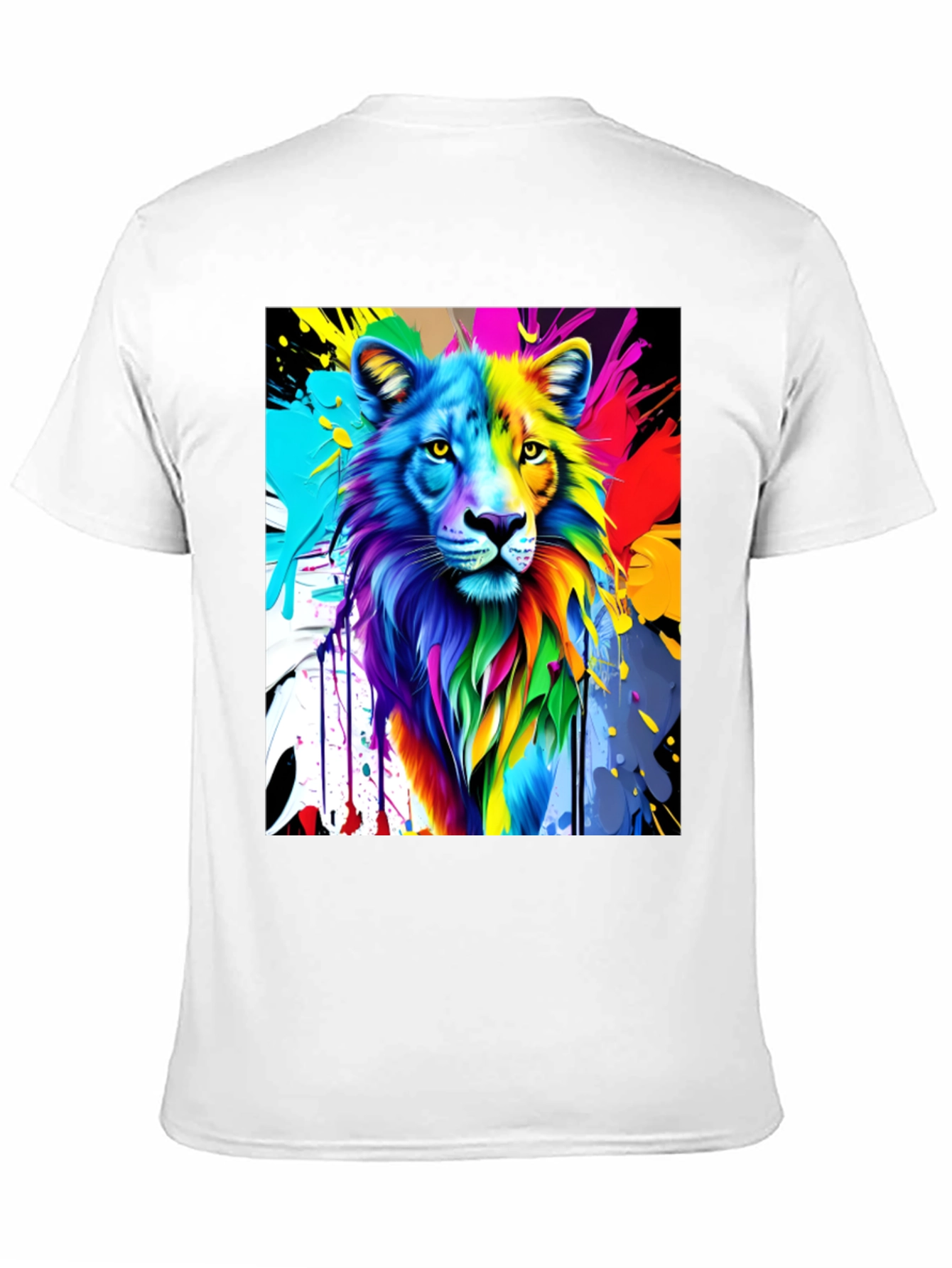 Black Colorful Lion Graphic Black T-Shirt view 11