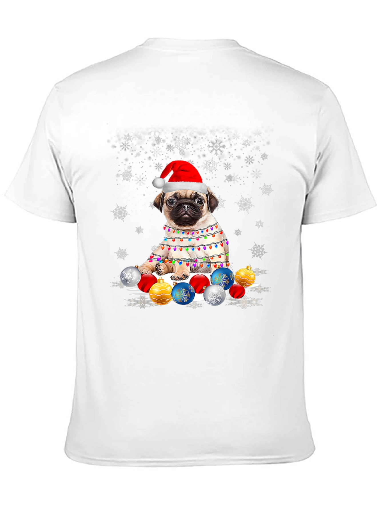 Black Festive Pug Christmas T-Shirt view 11