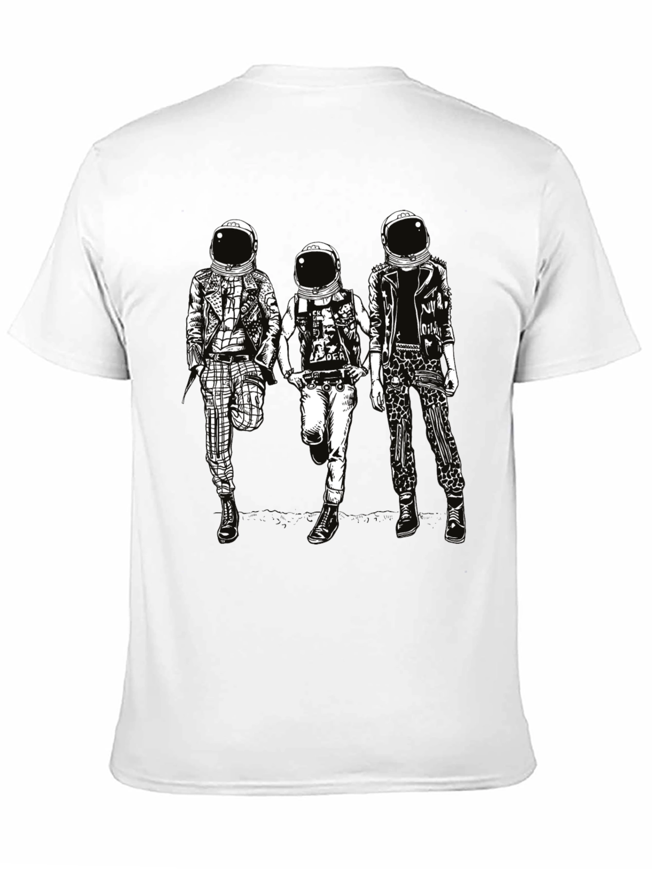 Black Astronaut Punk Band T-Shirt, Black Cotton view 11