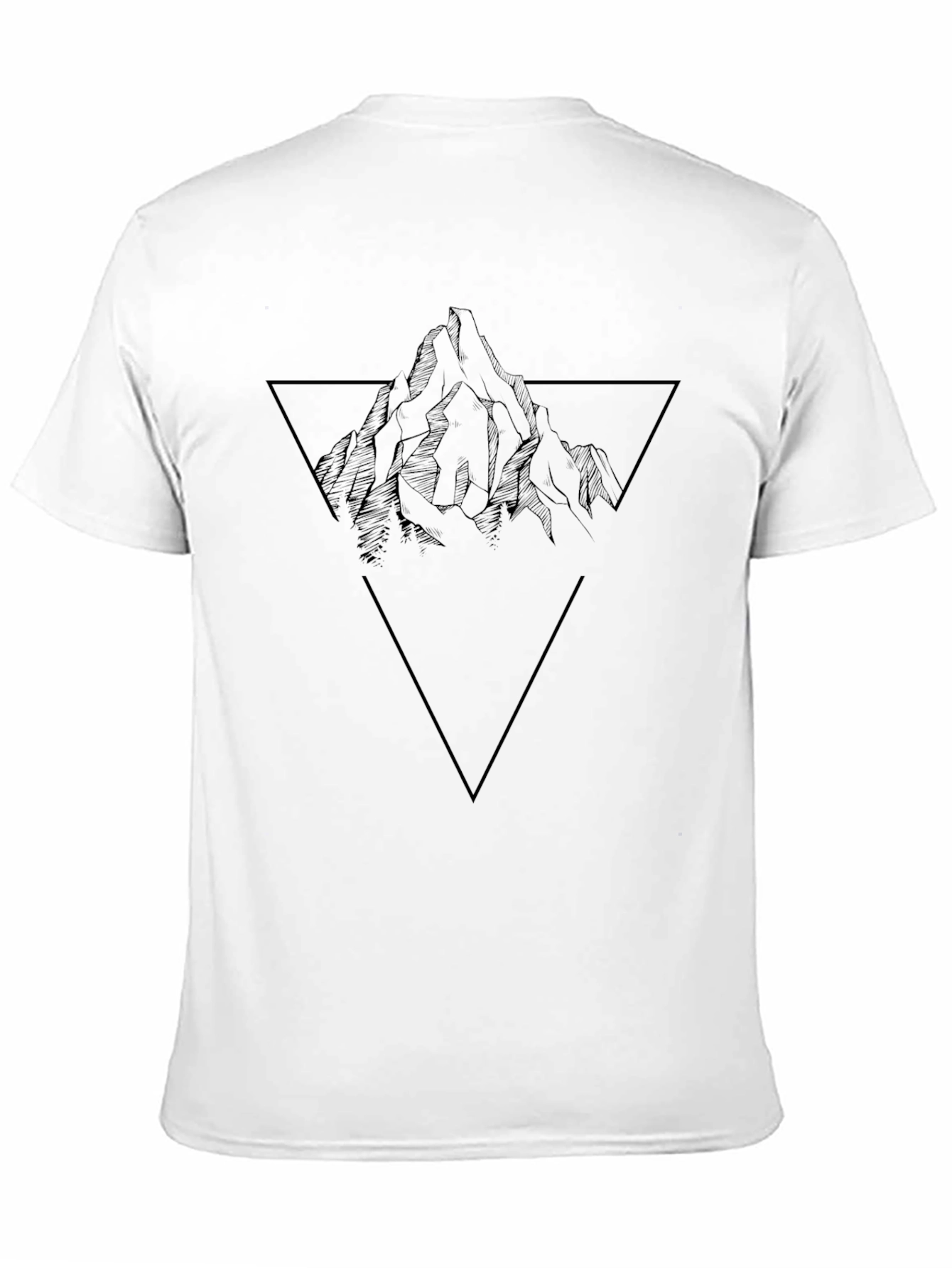 Black Geometric Mountain Graphic Tee - Black Cotton Blend view 11