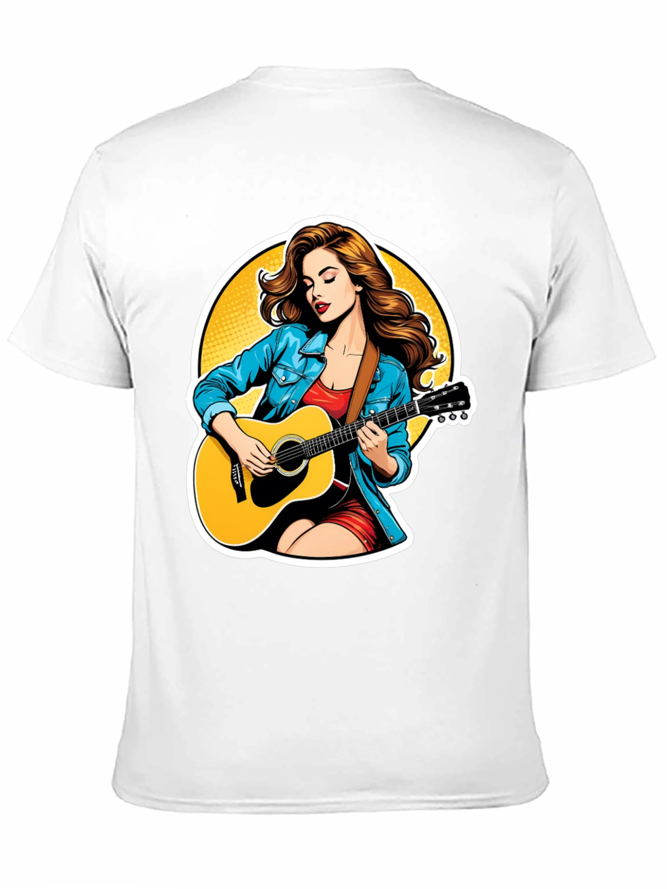 Black Guitar Girl Graphic Tee - Cool Casual Style view 11