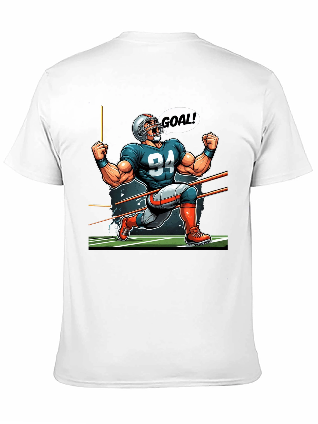 Black Football Goal T-Shirt - Cartoon Style view 11