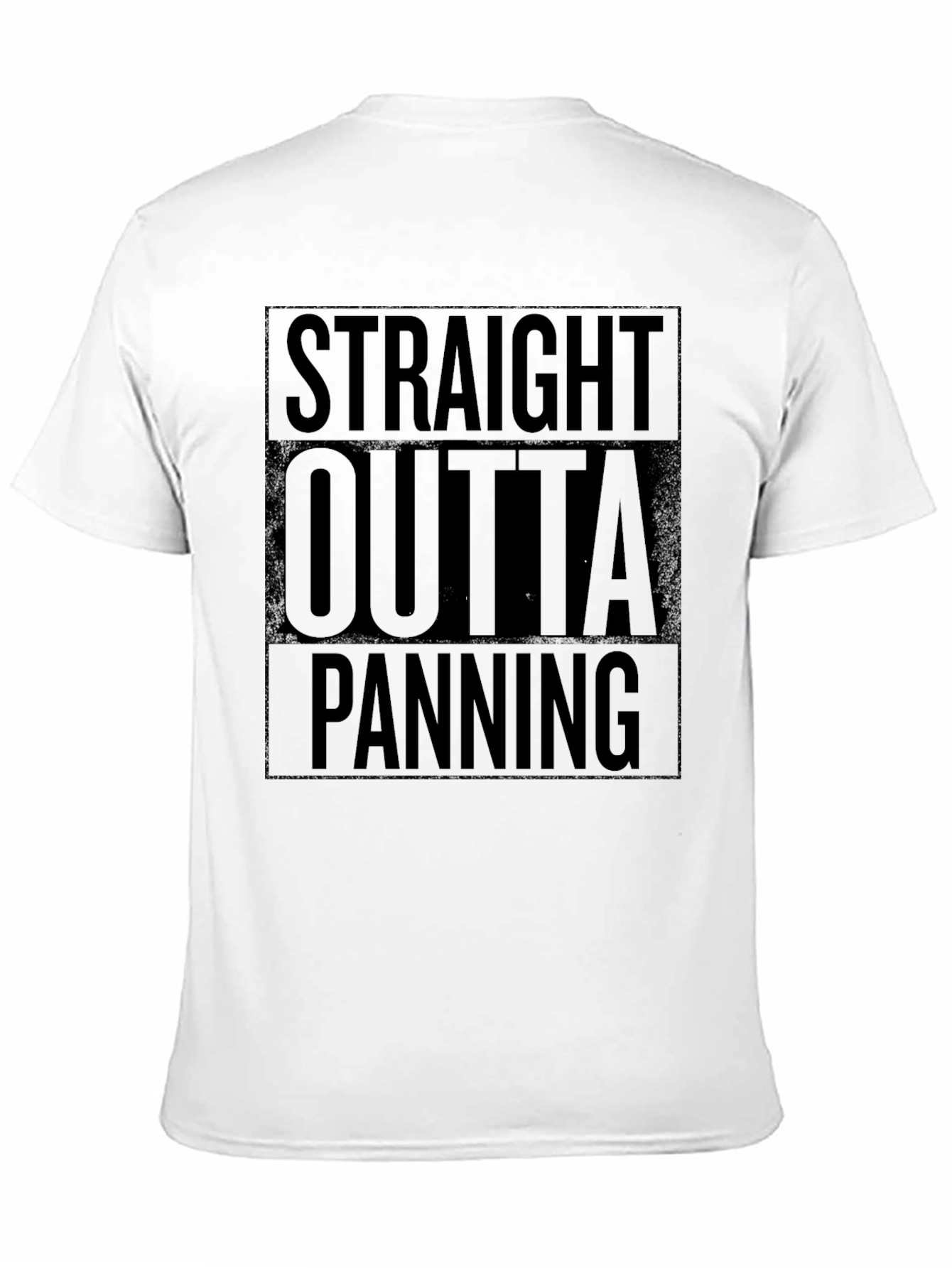 Black Straight Outta Panning Men's Black T-Shirt view 11