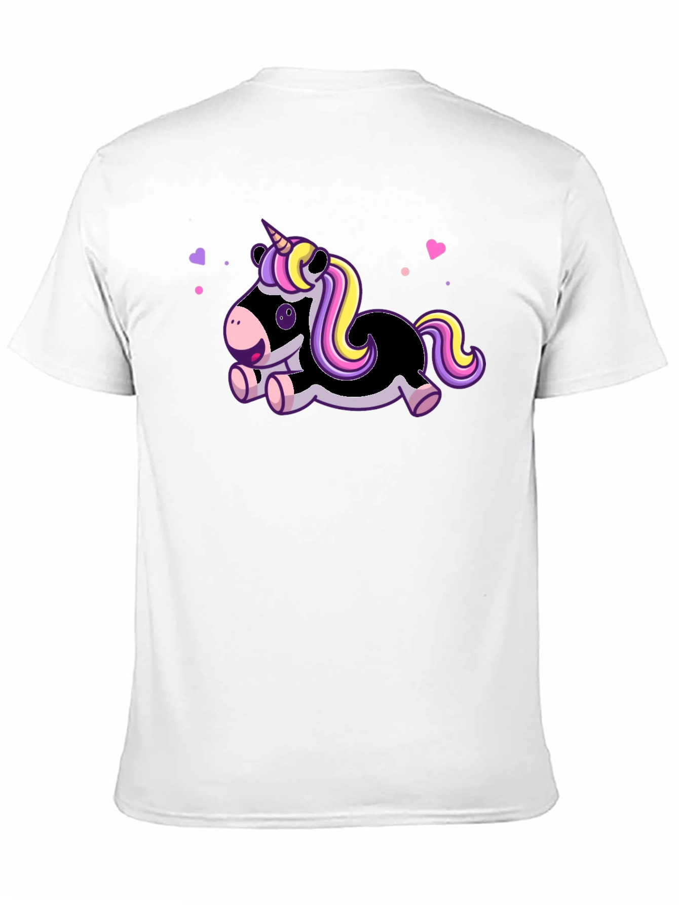 Black Cute Cartoon Unicorn Black T-Shirt view 11