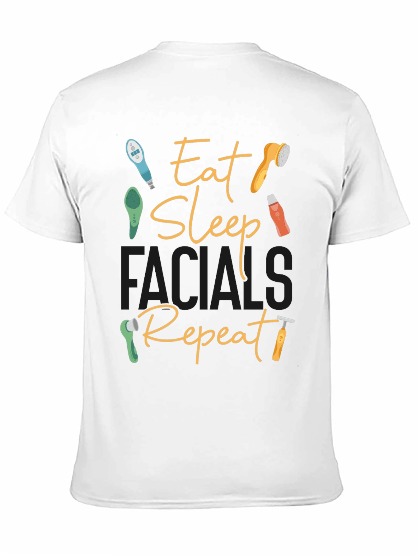 Black Eat Sleep Facials Repeat Graphic Tee view 11