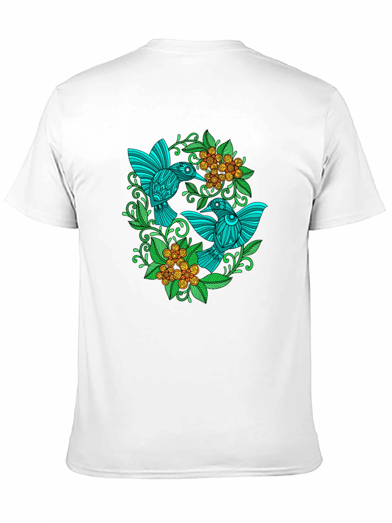 Black Hummingbird Floral T-Shirt - Black view 11