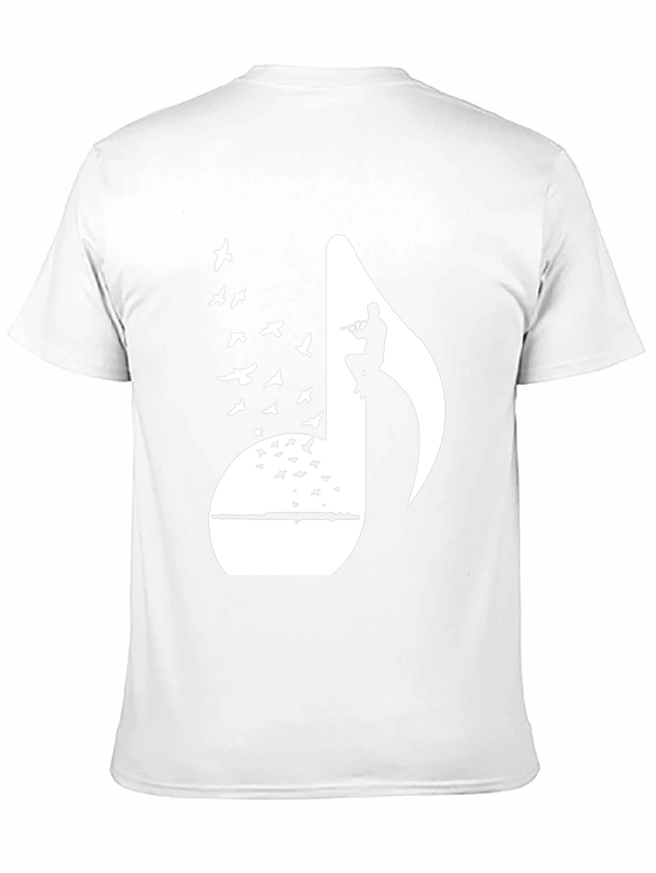 Black Musical Note Flute Player Graphic Tee - Black Cotton T-Shirt view 11