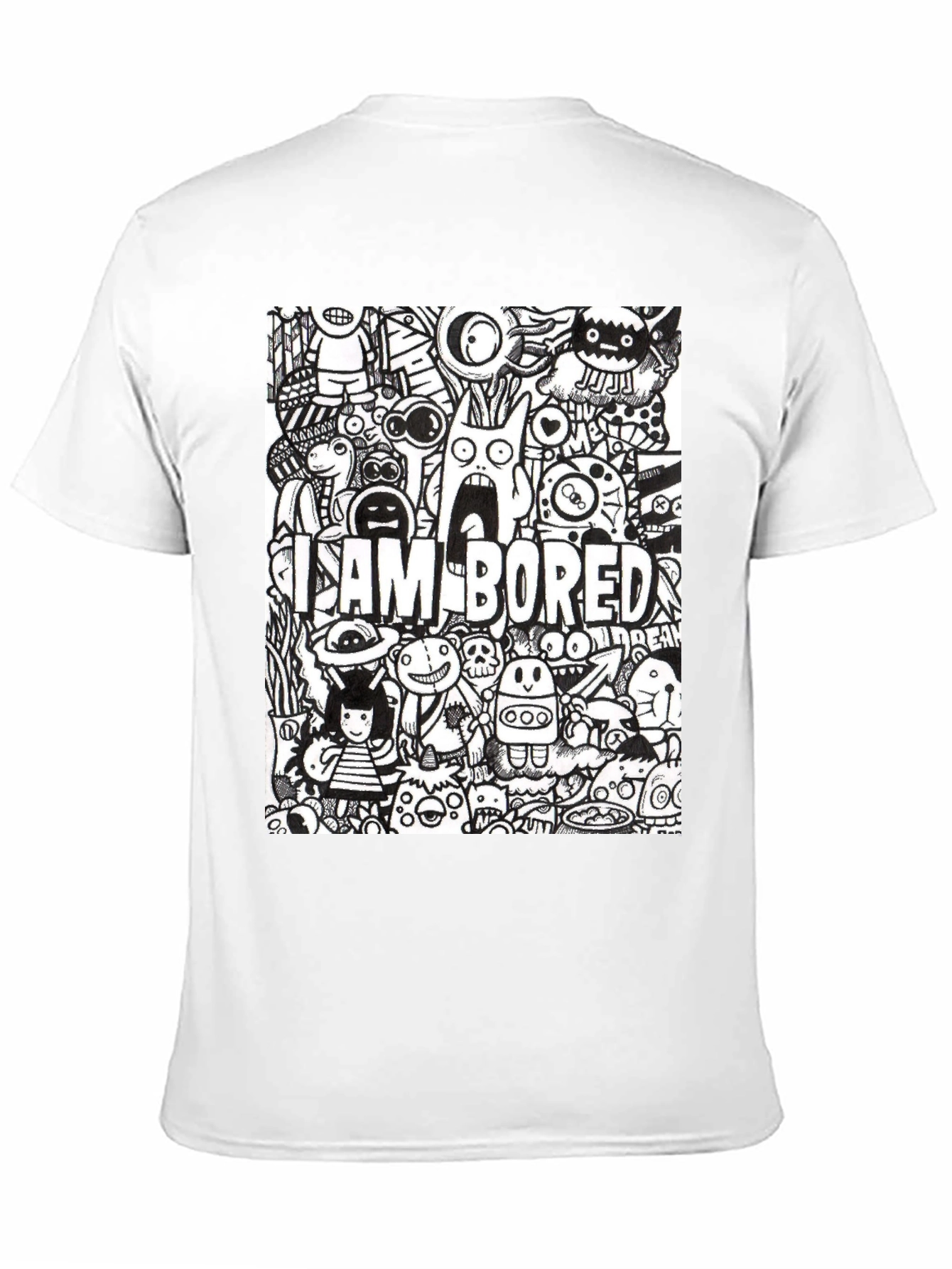 Black I Am Bored Doodle Art Graphic Tee view 11