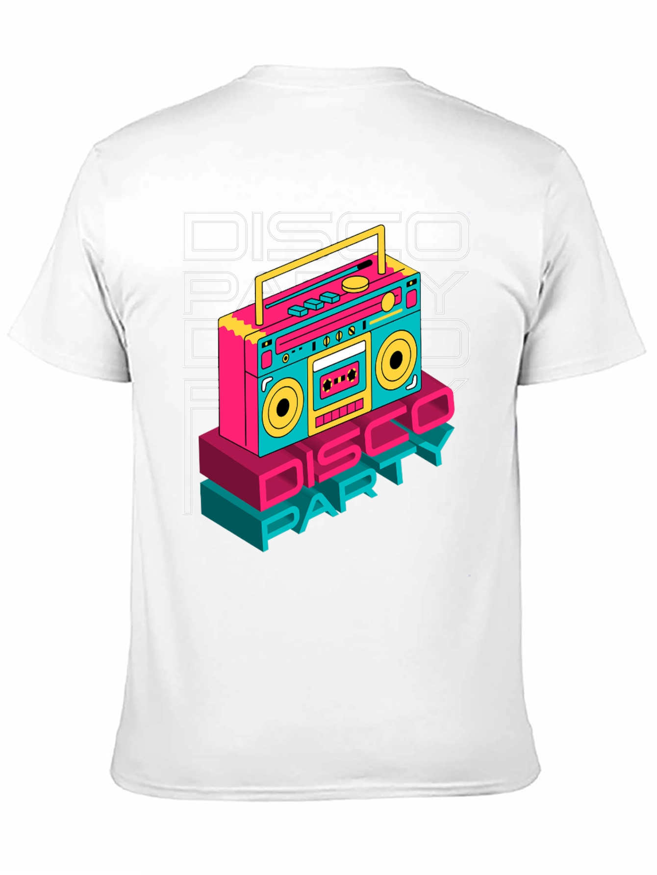 Black Retro Disco Party T-Shirt - Boombox Graphic view 11