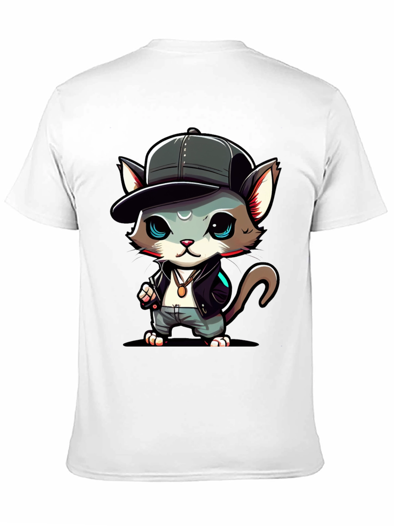 Black Cool Cat Cartoon T-Shirt view 11