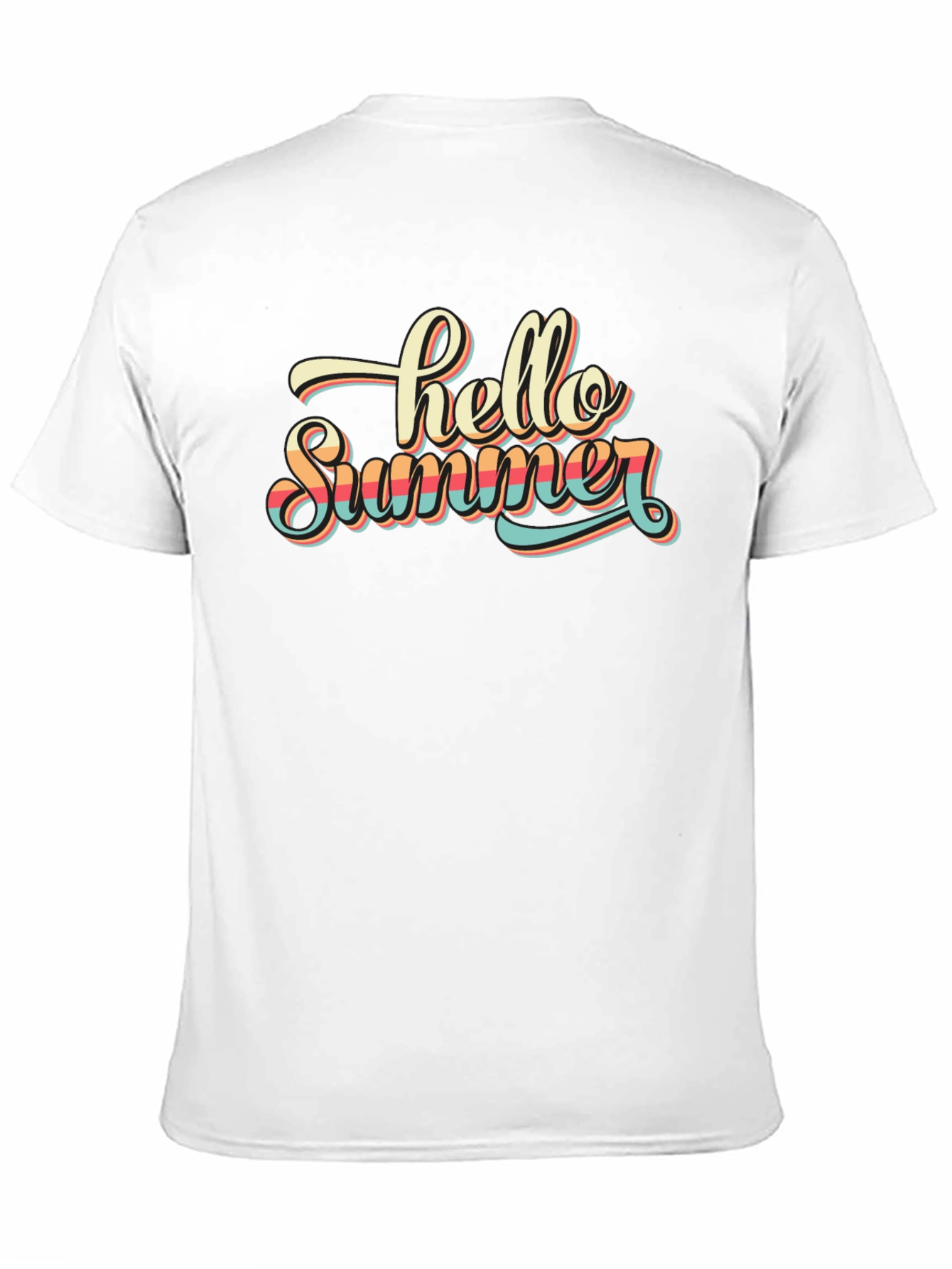 Black Hello Summer Graphic T-Shirt - Retro Style Black Tee view 11