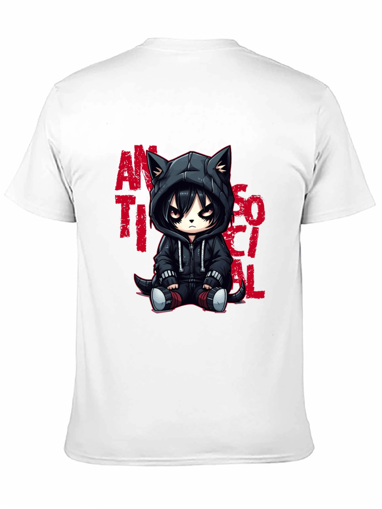 Black Anti-Social Cat T-Shirt view 11