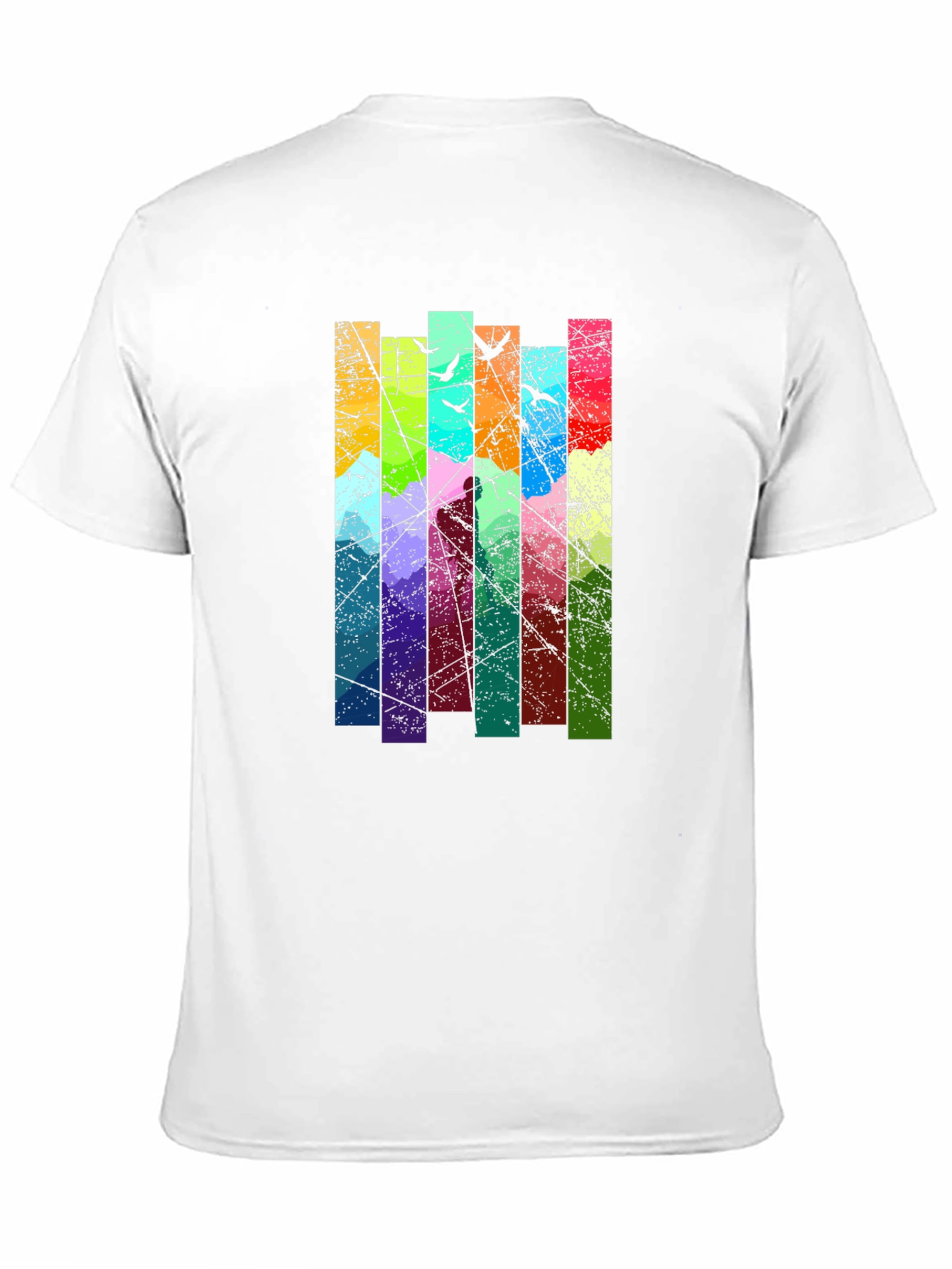Black Abstract Art Birds on a Wire Graphic T-Shirt view 11
